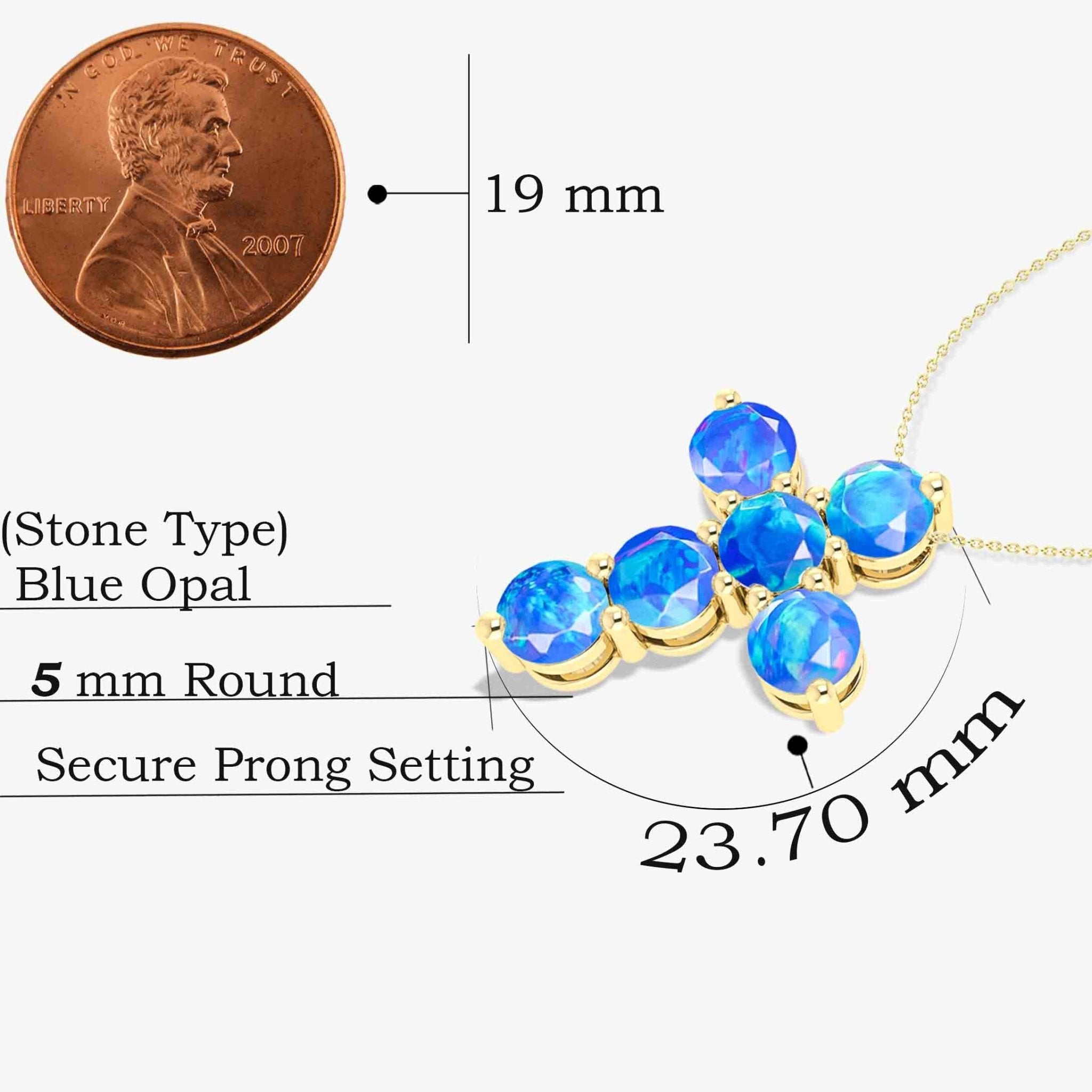Blue Opal Gemstone Cross Pendant - Goodstone Jewels