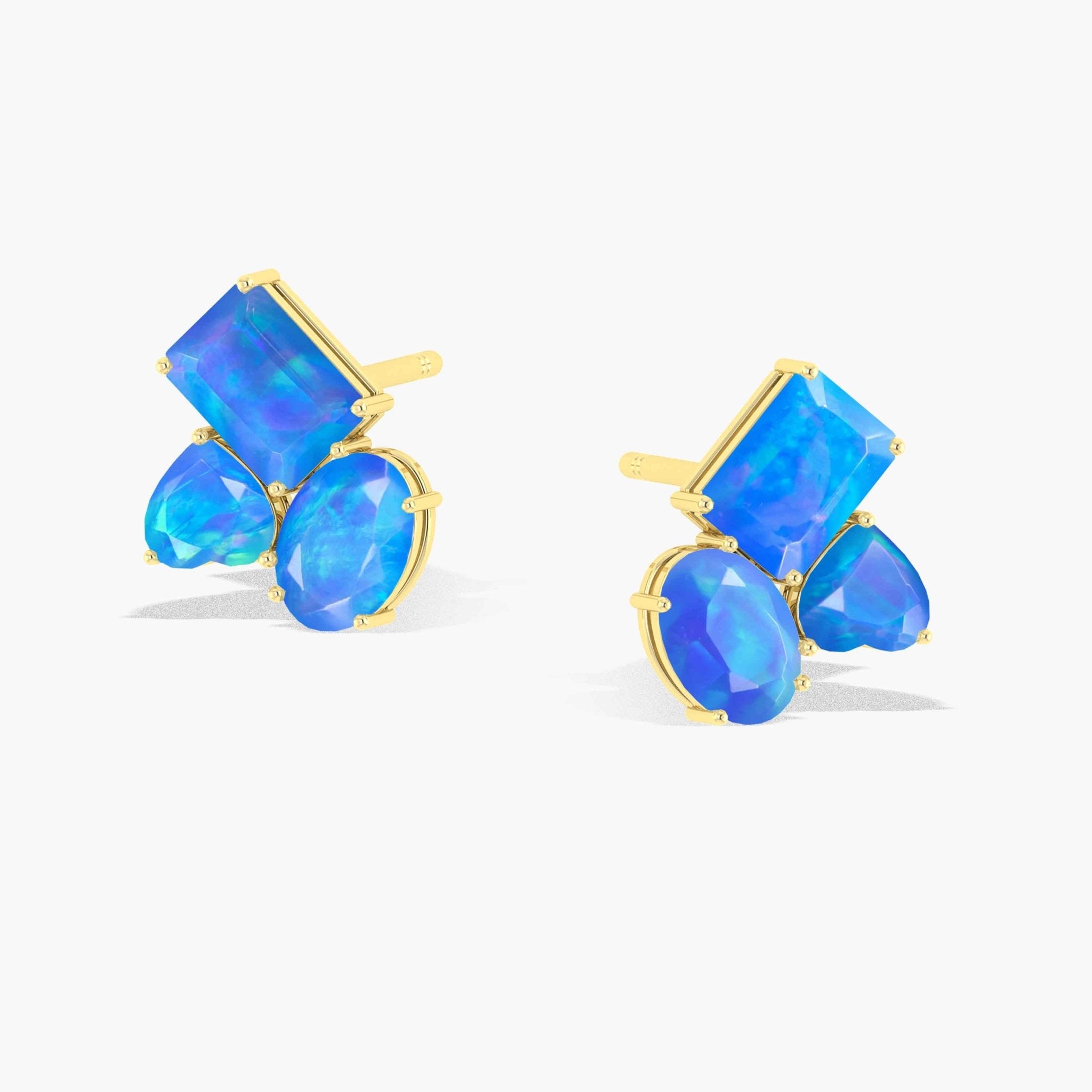 Blue Opal Multi Shape Stone Stud Earring - Goodstone Jewels
