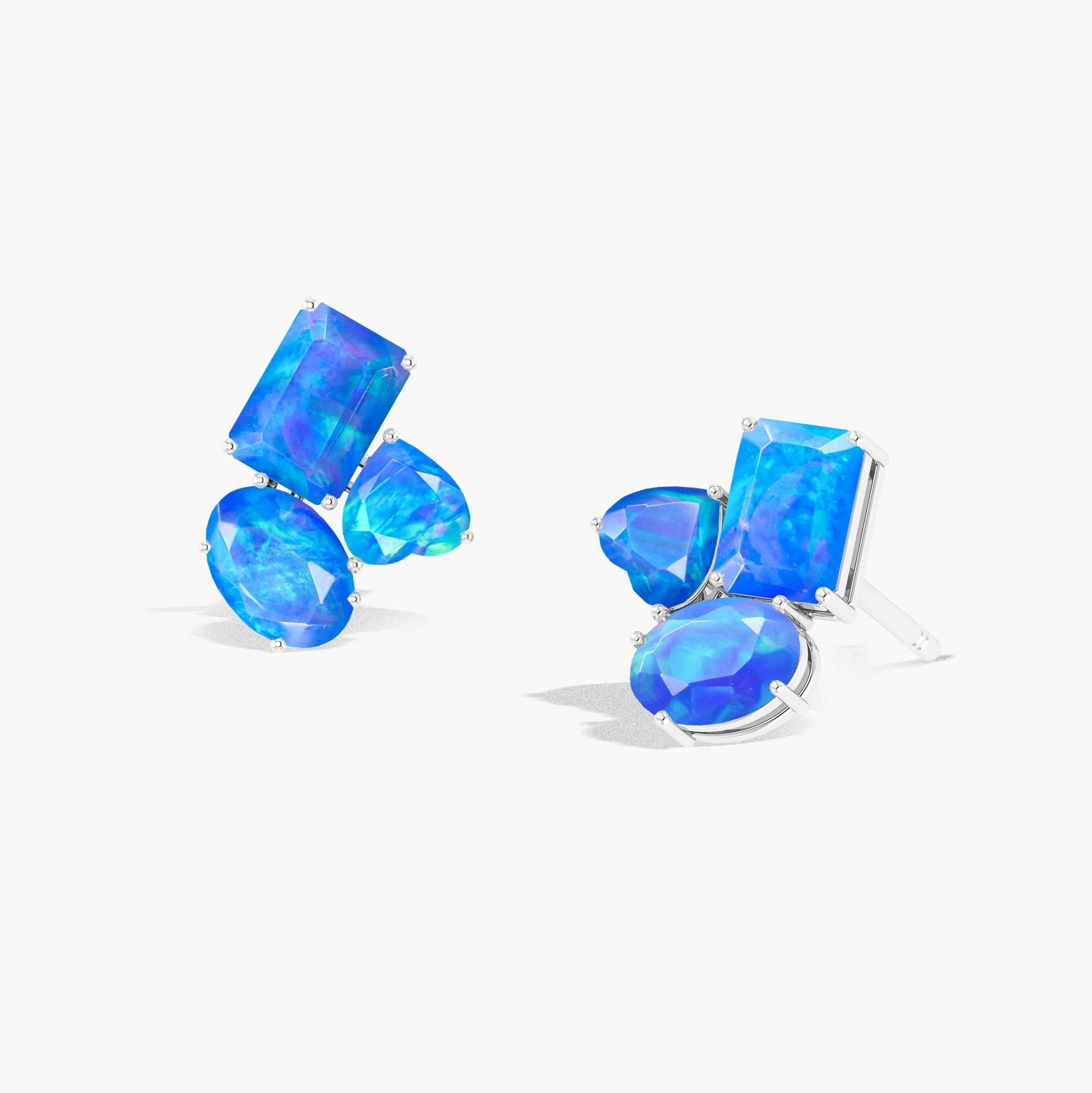 Blue Opal Multi Shape Stone Stud Earring - Goodstone Jewels