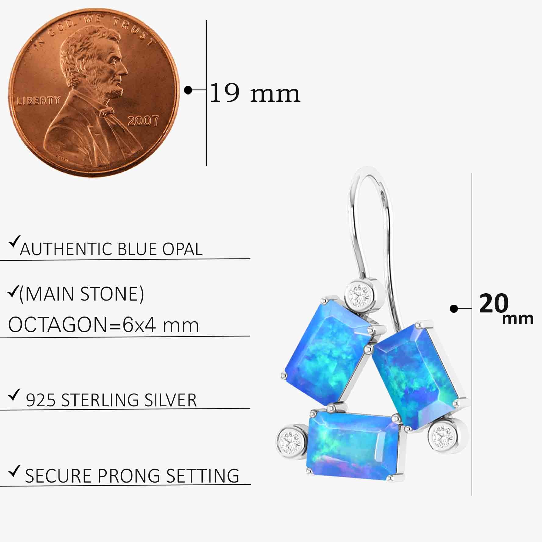 Blue Opal Octogon Stone Dangle Earrings - Goodstone Jewels