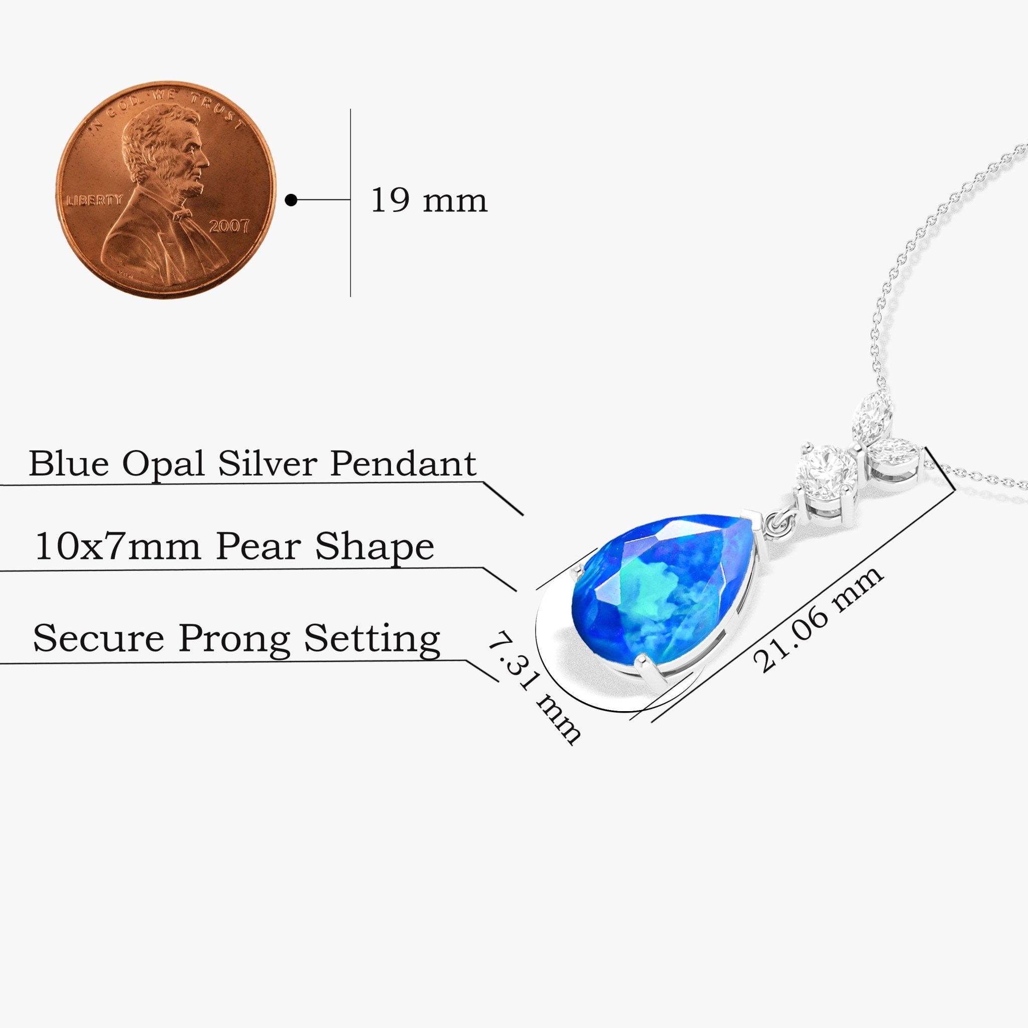 Blue Opal Pear Gemstone Pendant - Goodstone Jewels