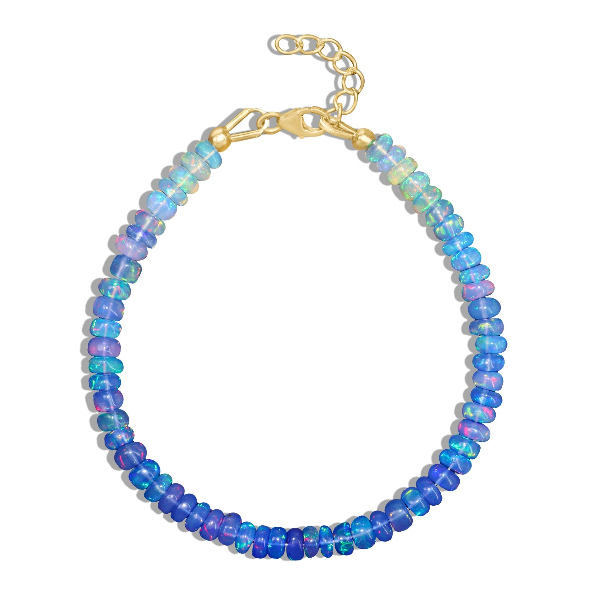 Blue Opal Plain Shaded Beaded Bracelet Natural Birthstone - Goodstone Jewels