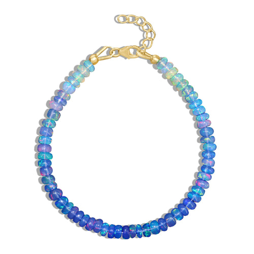 Blue Opal Plain Shaded Beaded Bracelet Natural Birthstone