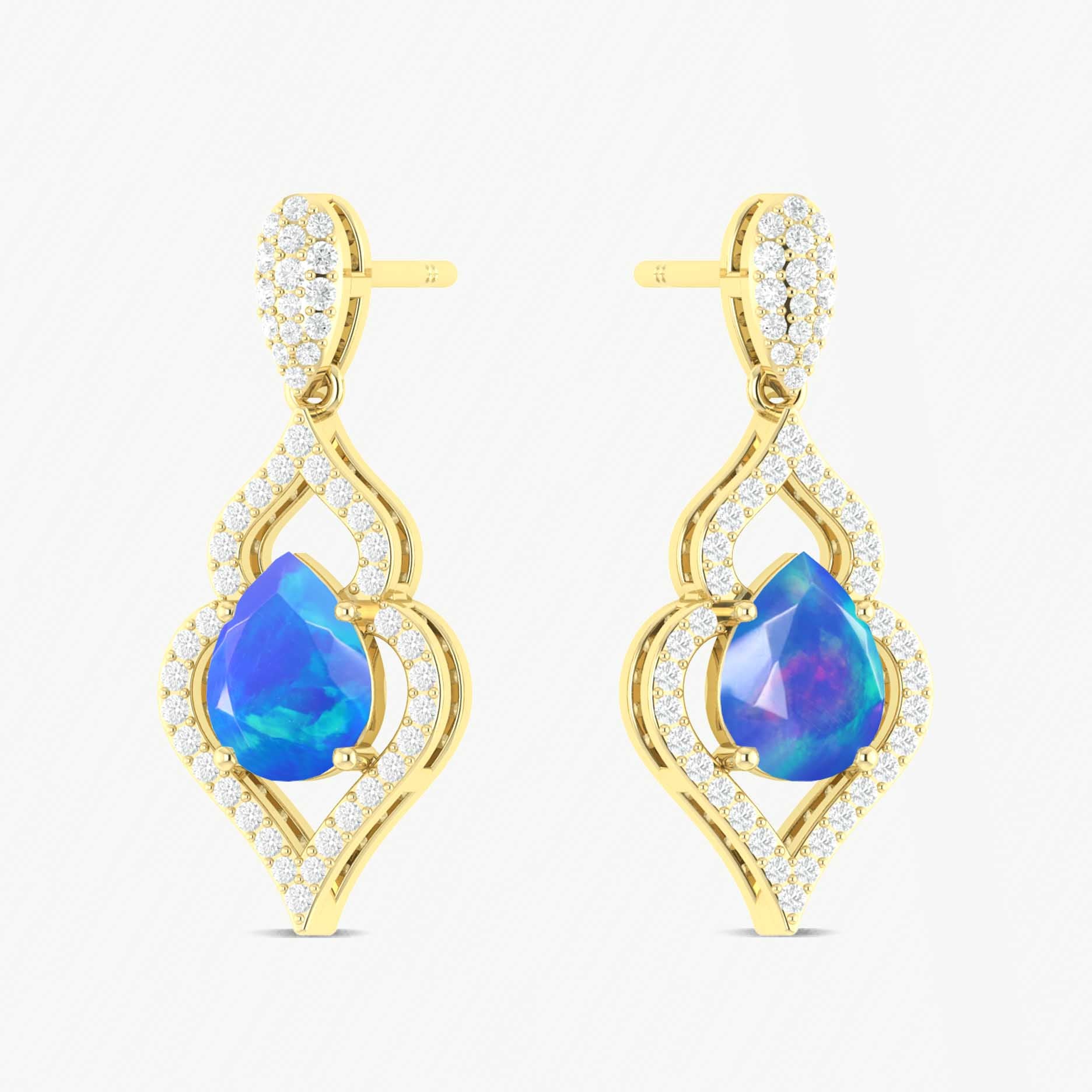 Blue Opal Stylish Stud and Drop Earring - Goodstone Jewels