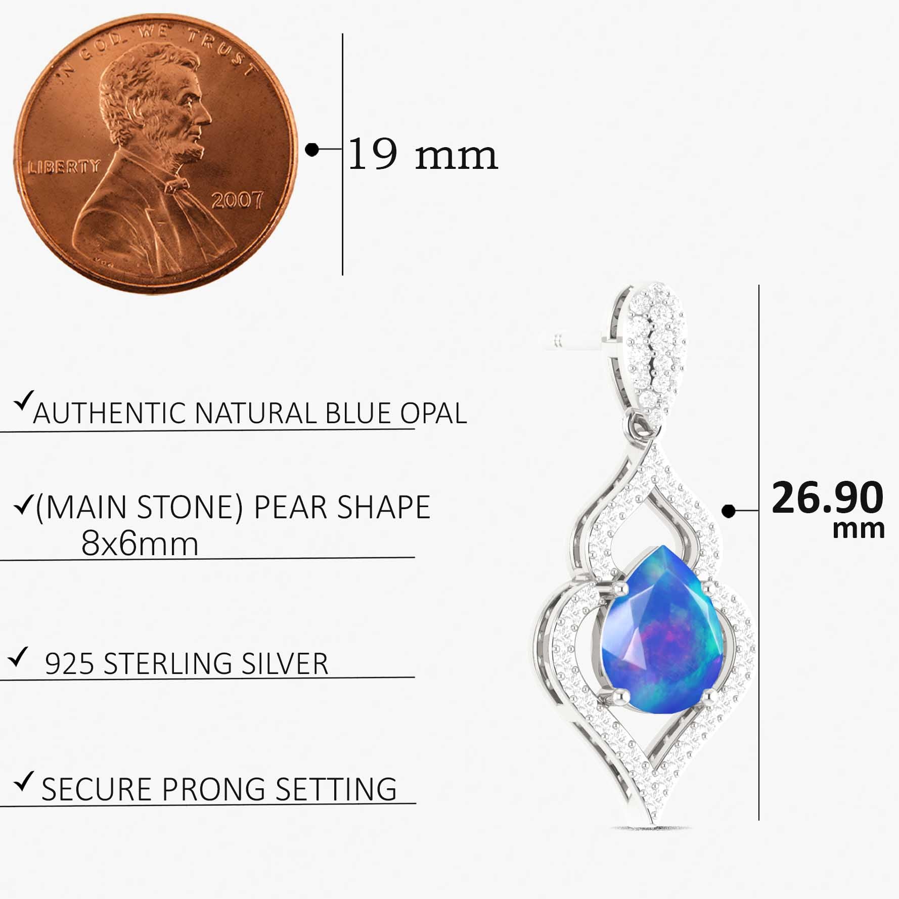 Blue Opal Stylish Stud and Drop Earring - Goodstone Jewels