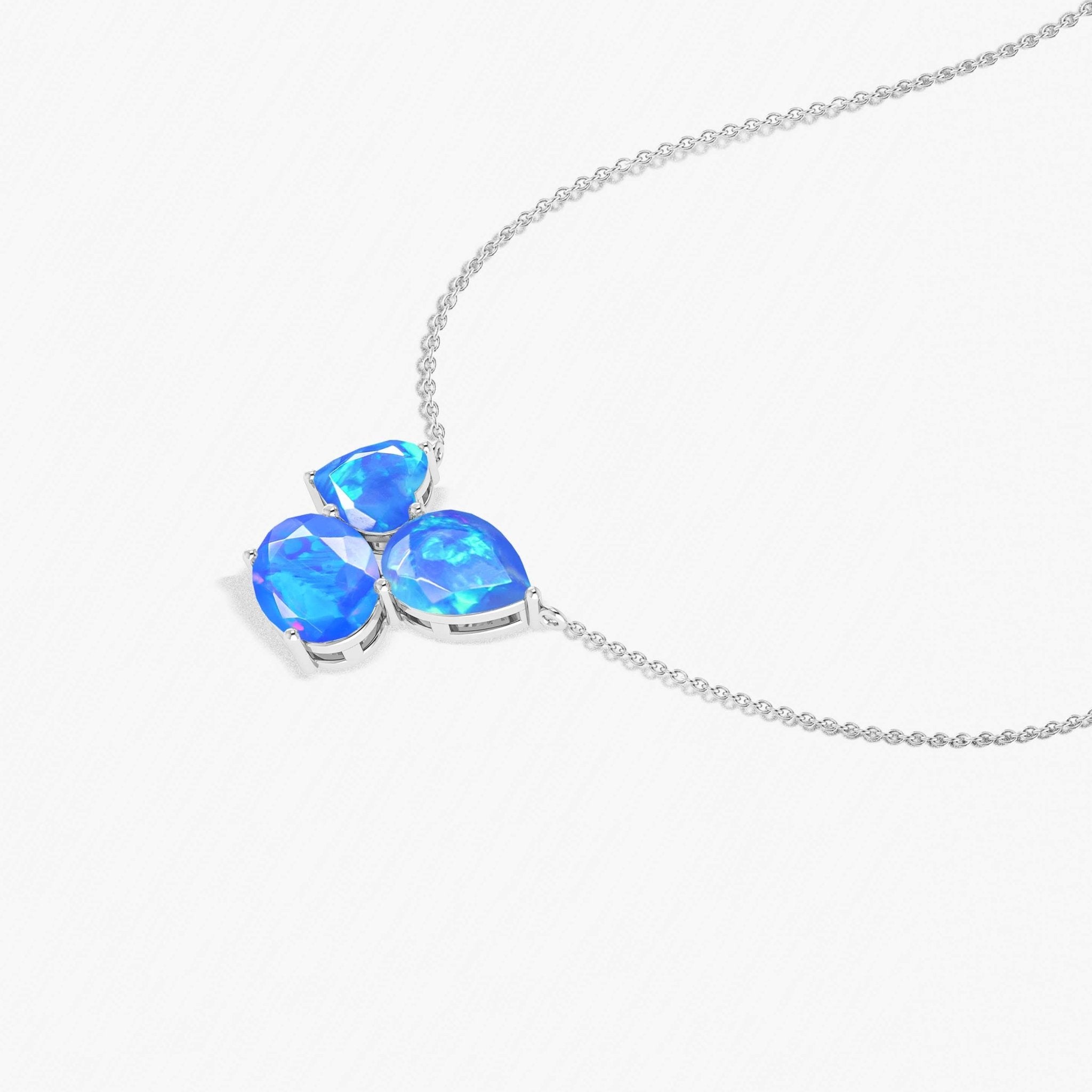 Blue Opal Three Stone Pendant Jewelry - Goodstone Jewels