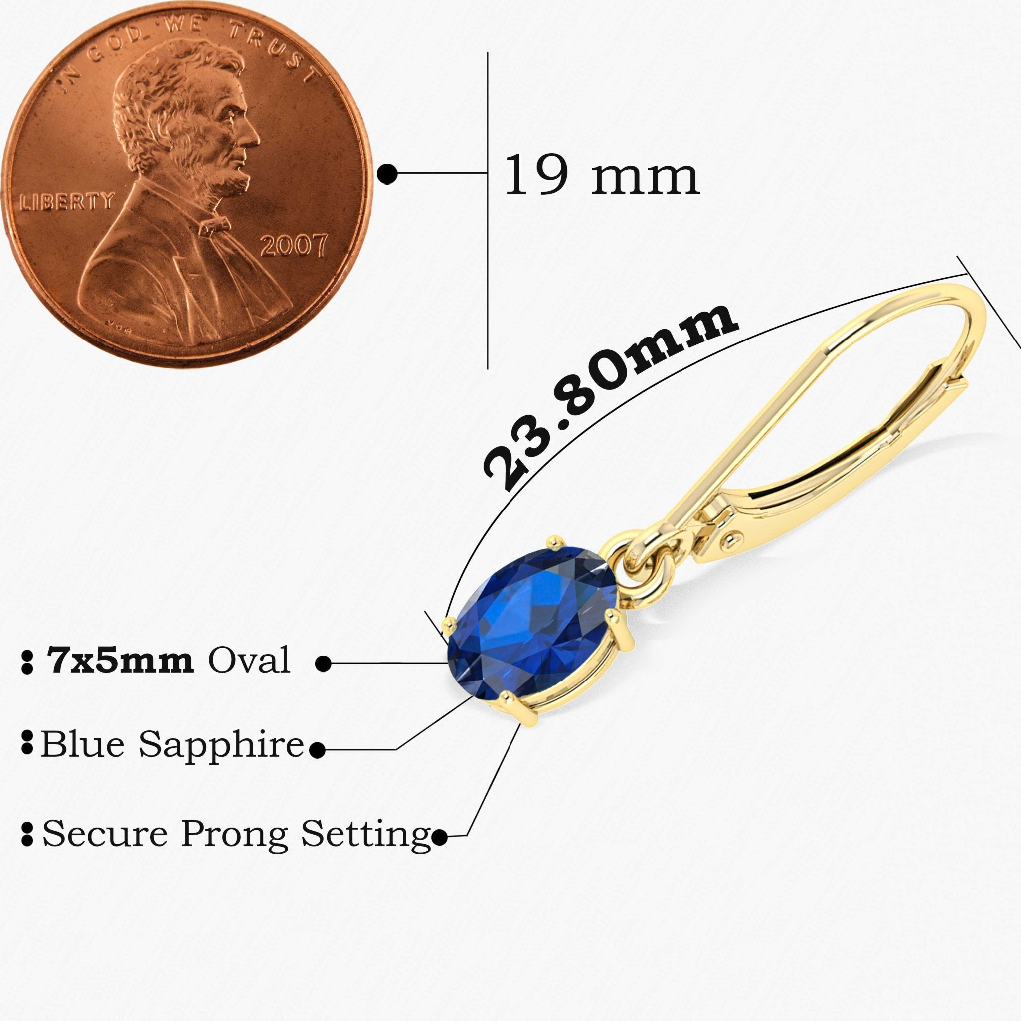 Blue Sapphire Gemstone Oval Stone Dangle Earring - Goodstone Jewels