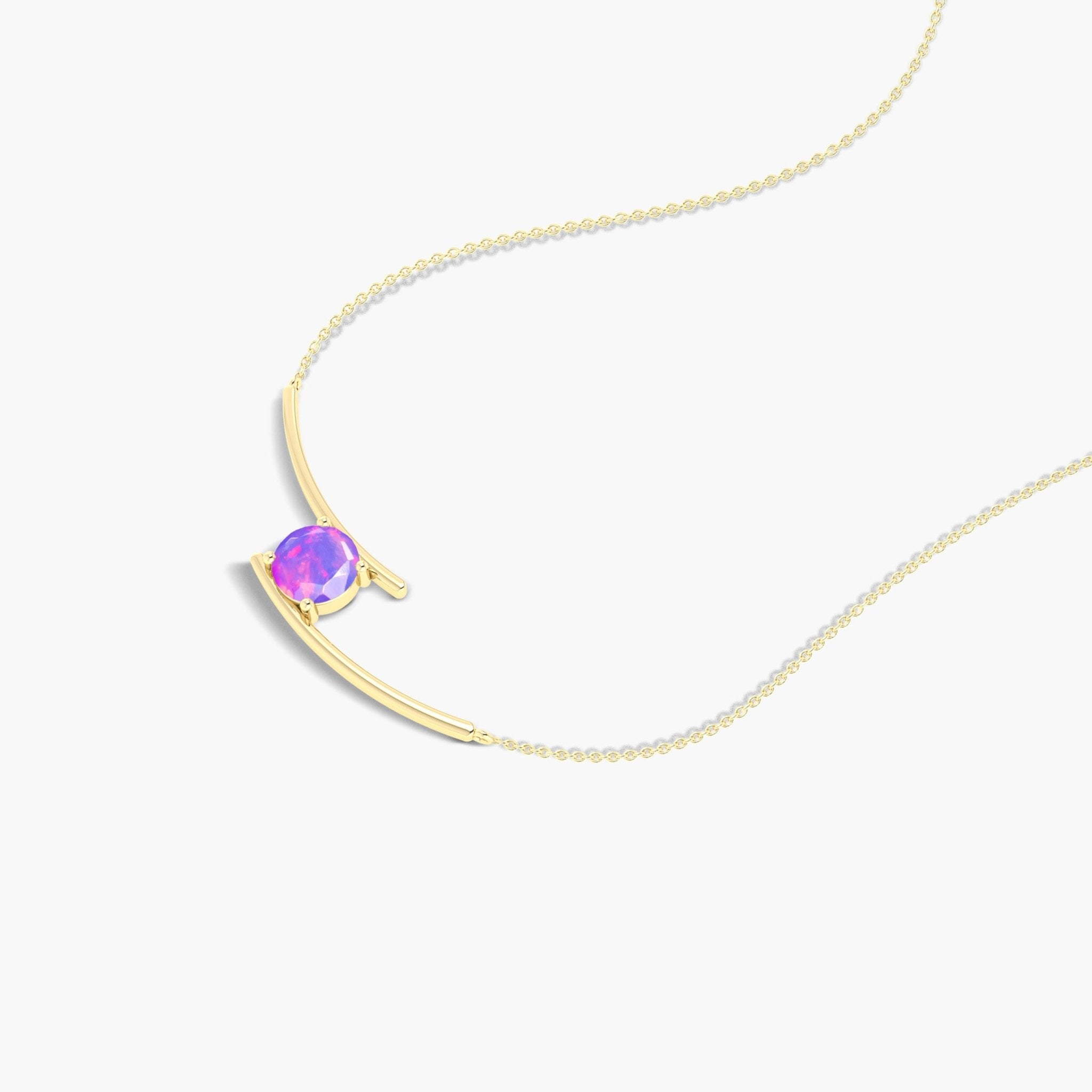 Bypass Pendant Chain Necklace with 7 MM Natural Lavender Opal - Goodstone Jewels