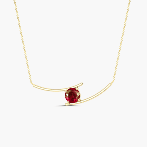 Bypass Pendant Chain Necklace with 7 MM Natural Ruby