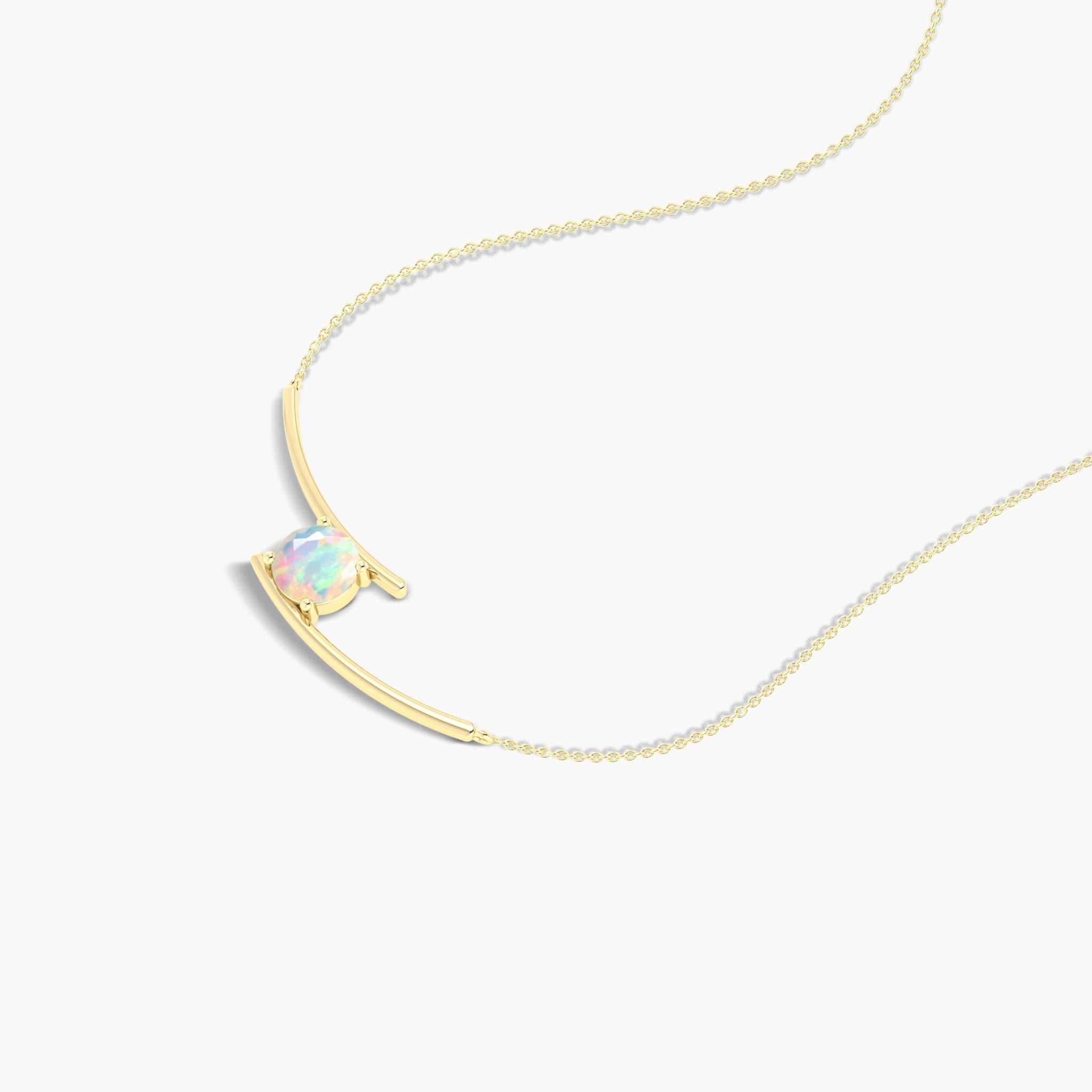Bypass Pendant Chain Necklace with 7 MM Natural White Opal - Goodstone Jewels