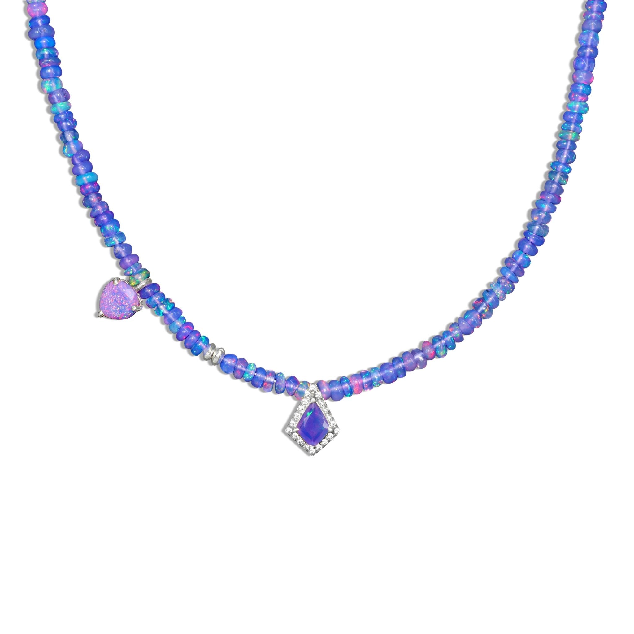 Charm Beaded Necklace Natural Lavender Opal - Goodstone Jewels