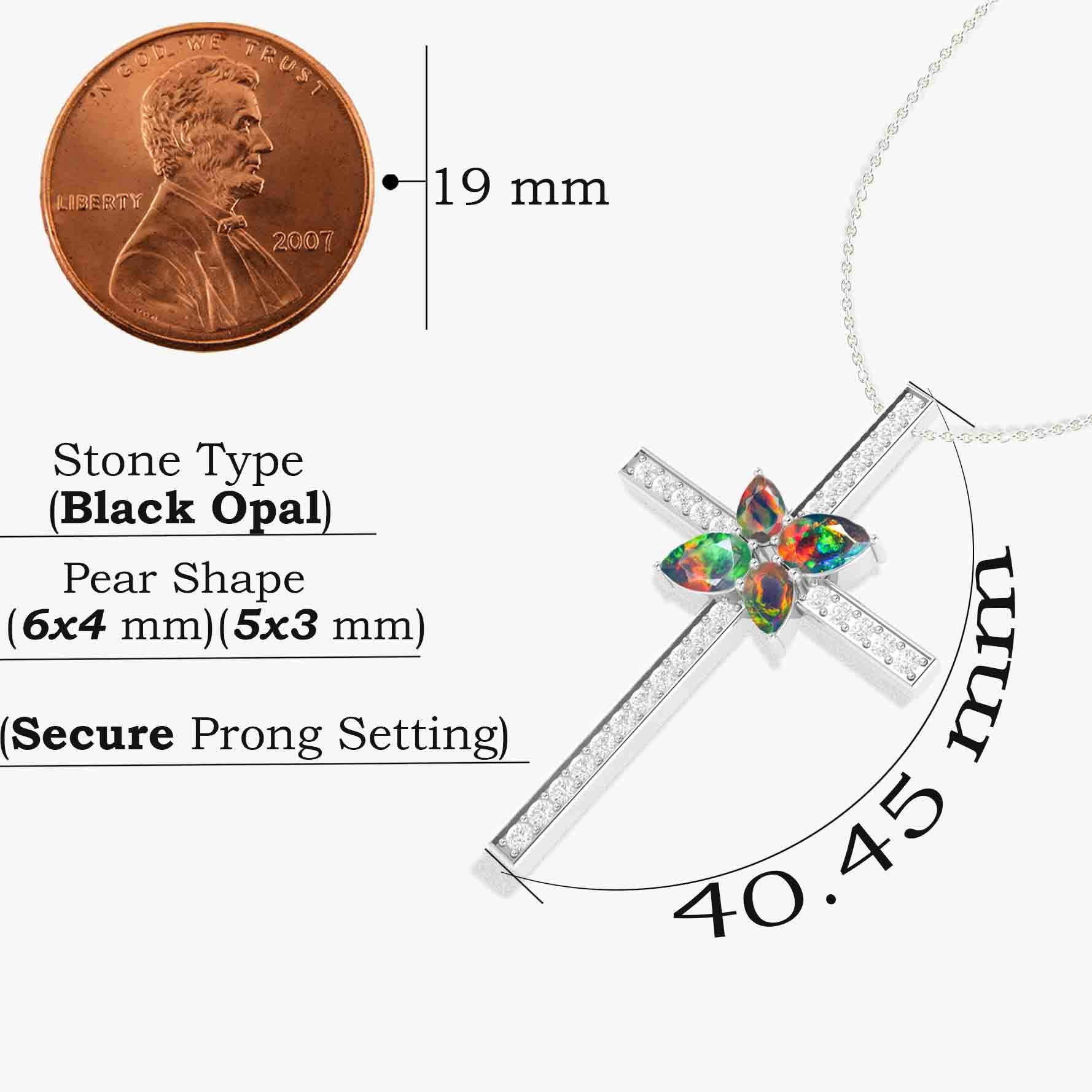 Cross Style Chain Pendant Necklace Natural Black Opal - Goodstone Jewels