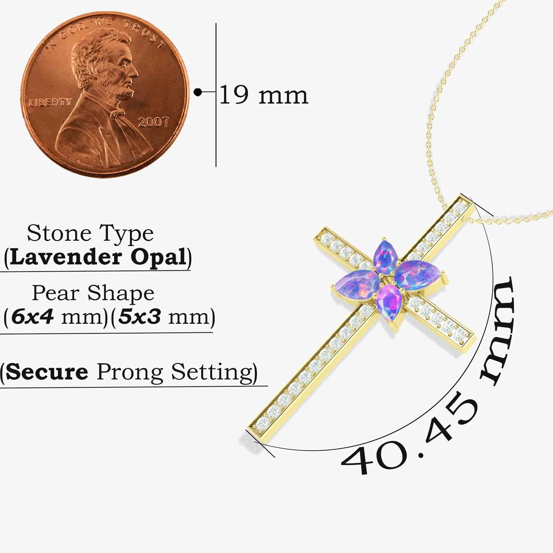 Cross Style Chain Pendant Necklace Natural Lavender Opal - Goodstone Jewels