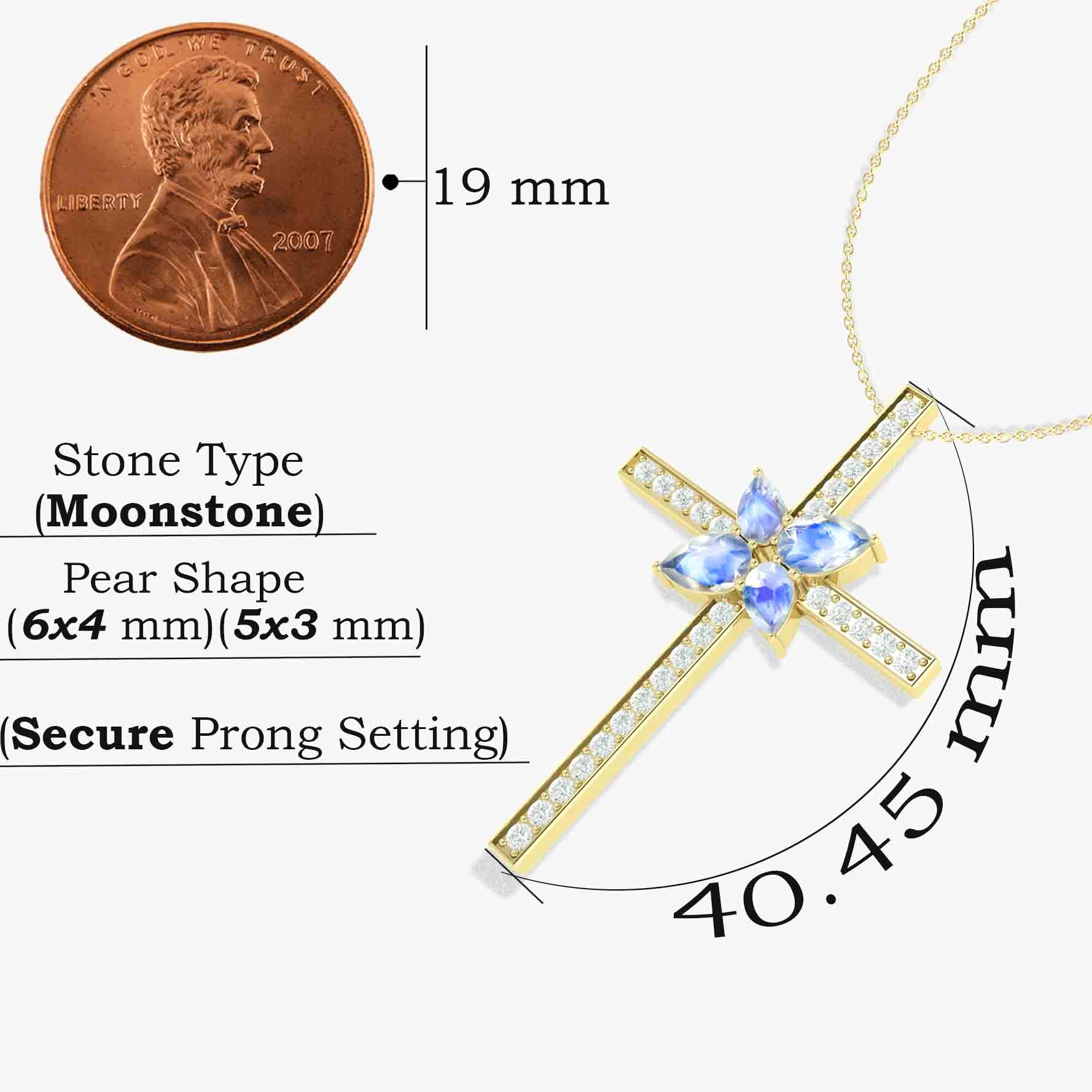 Cross Style Chain Pendant Necklace Natural Moonstone - Goodstone Jewels