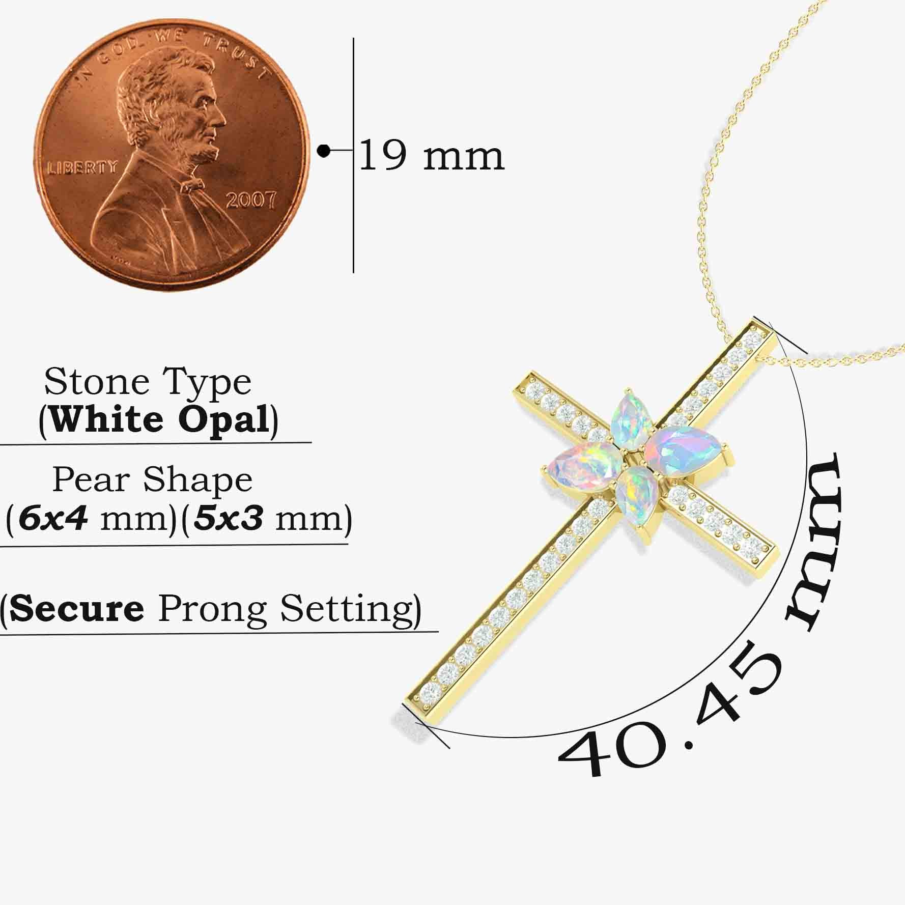 Cross Style Chain Pendant Necklace Natural White Opal - Goodstone Jewels