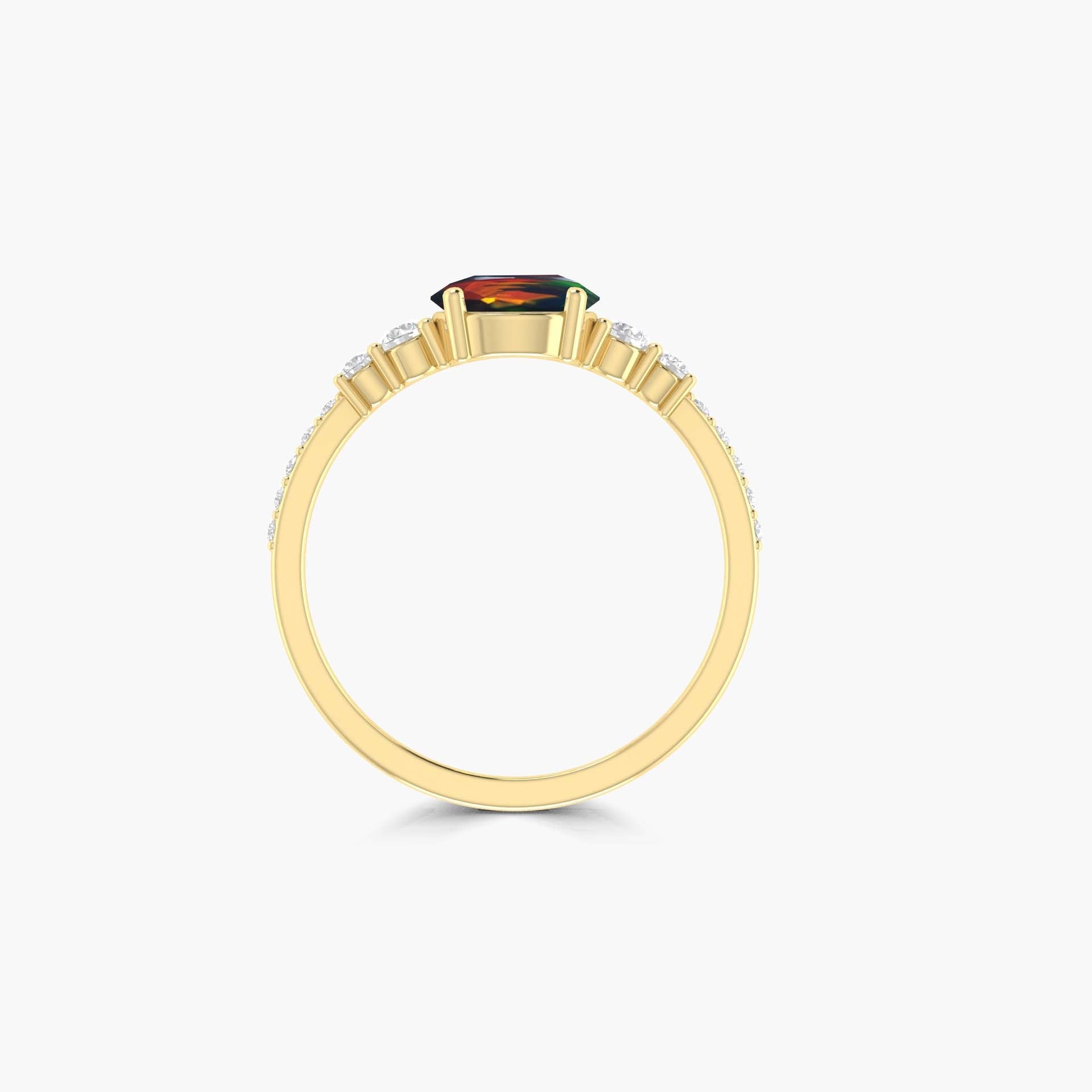 Dainty round Black fire Ethiopian opal wedding ring - Goodstone Jewels