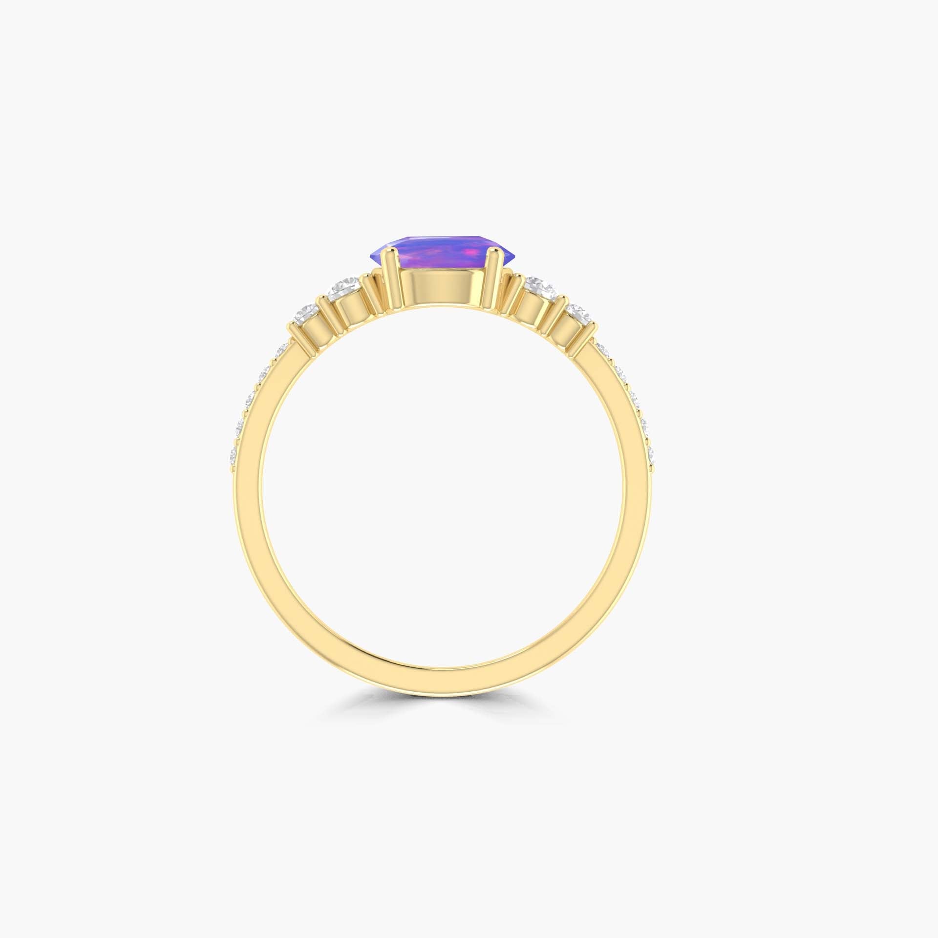 Dainty round Lavender fire Ethiopian opal wedding ring - Goodstone Jewels