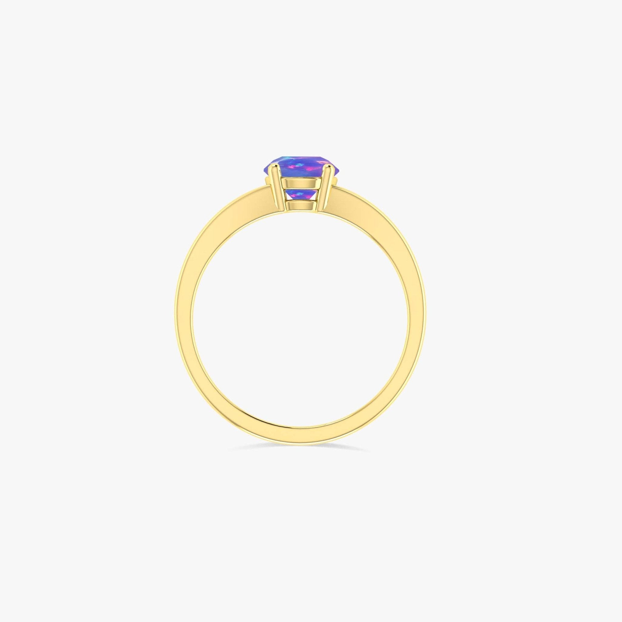 Dainty round lavender fire minimalist opal ring - Goodstone Jewels