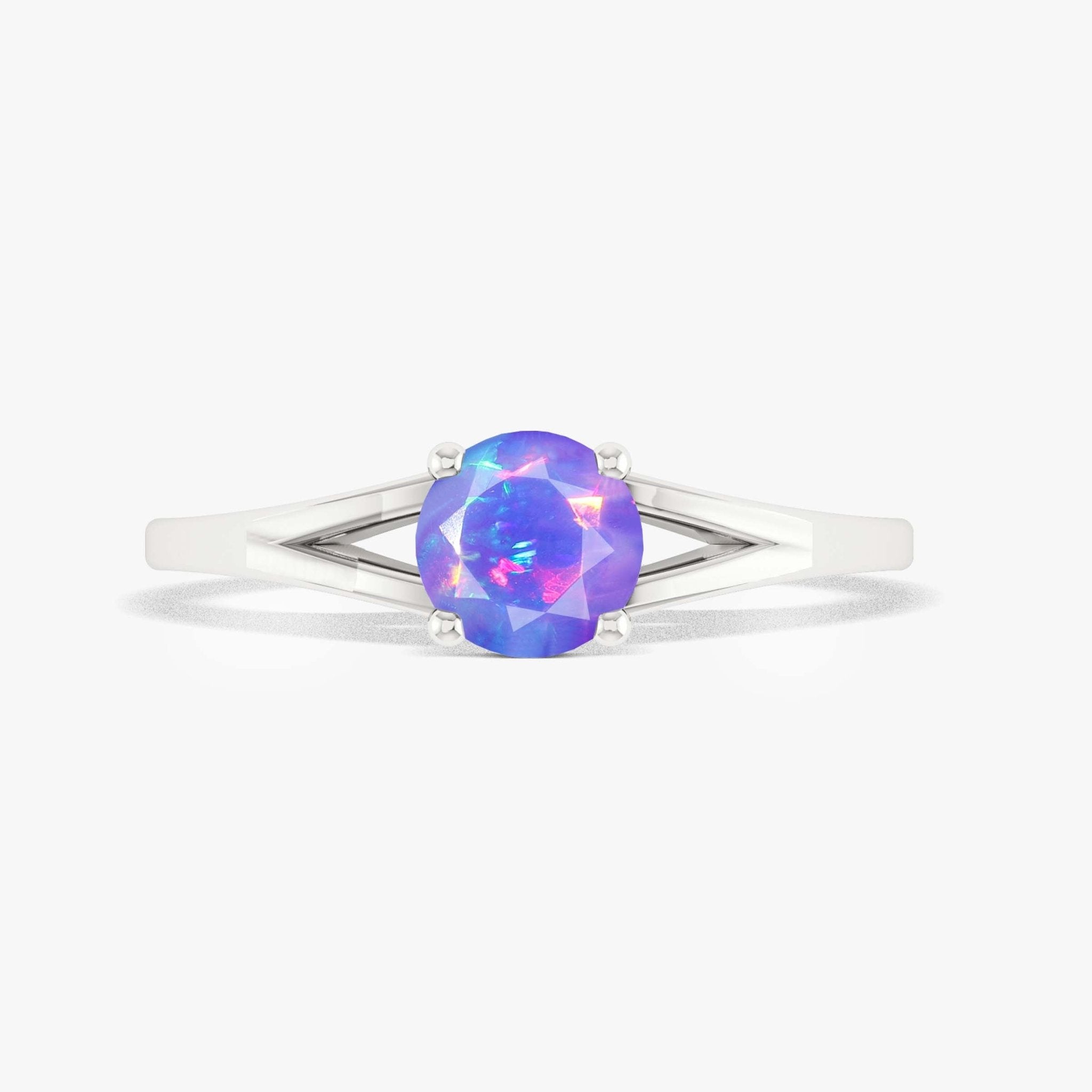 Dainty round lavender fire minimalist opal ring - Goodstone Jewels