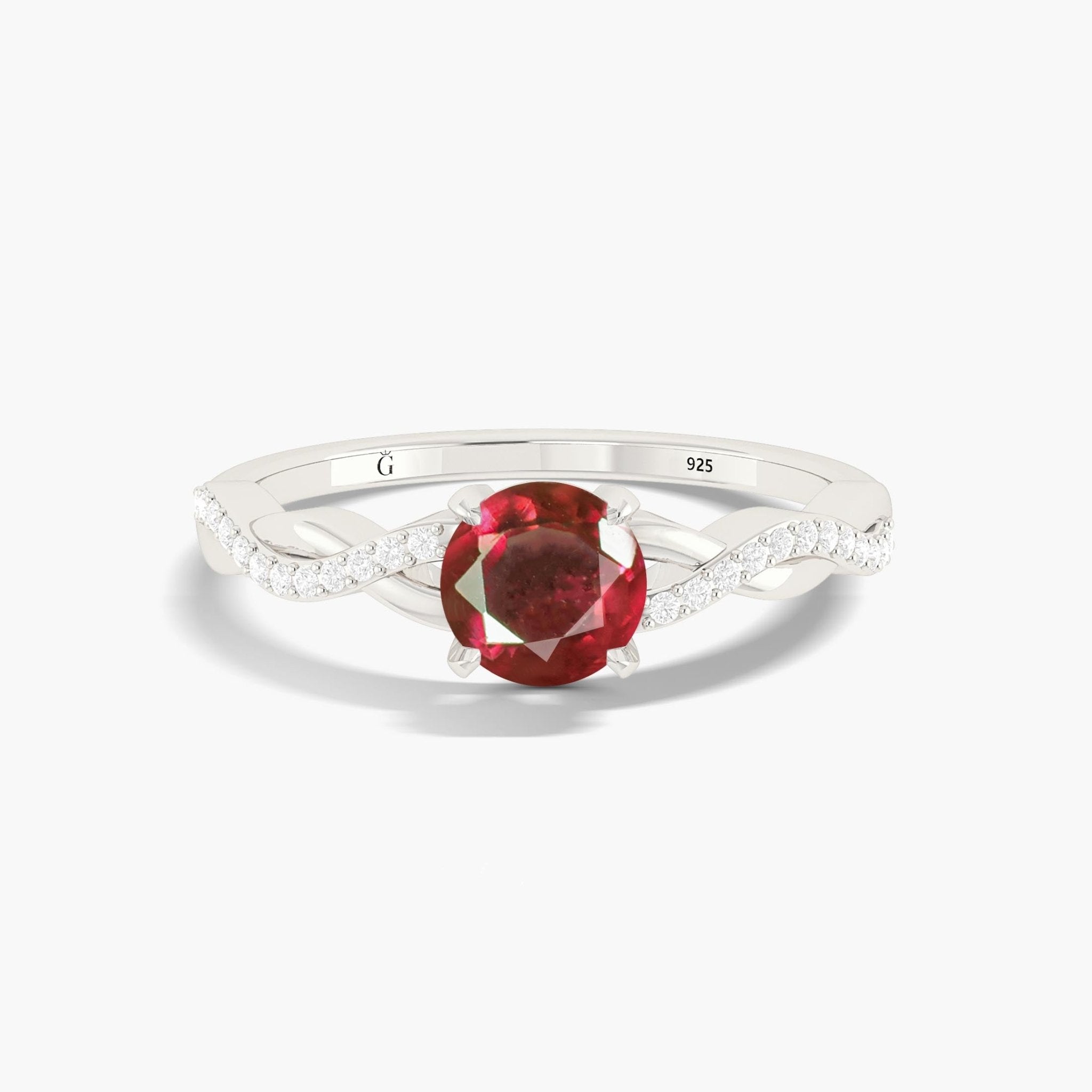 Dainty round red rose ruby Handcrafted ring for women - Goodstone Jewels