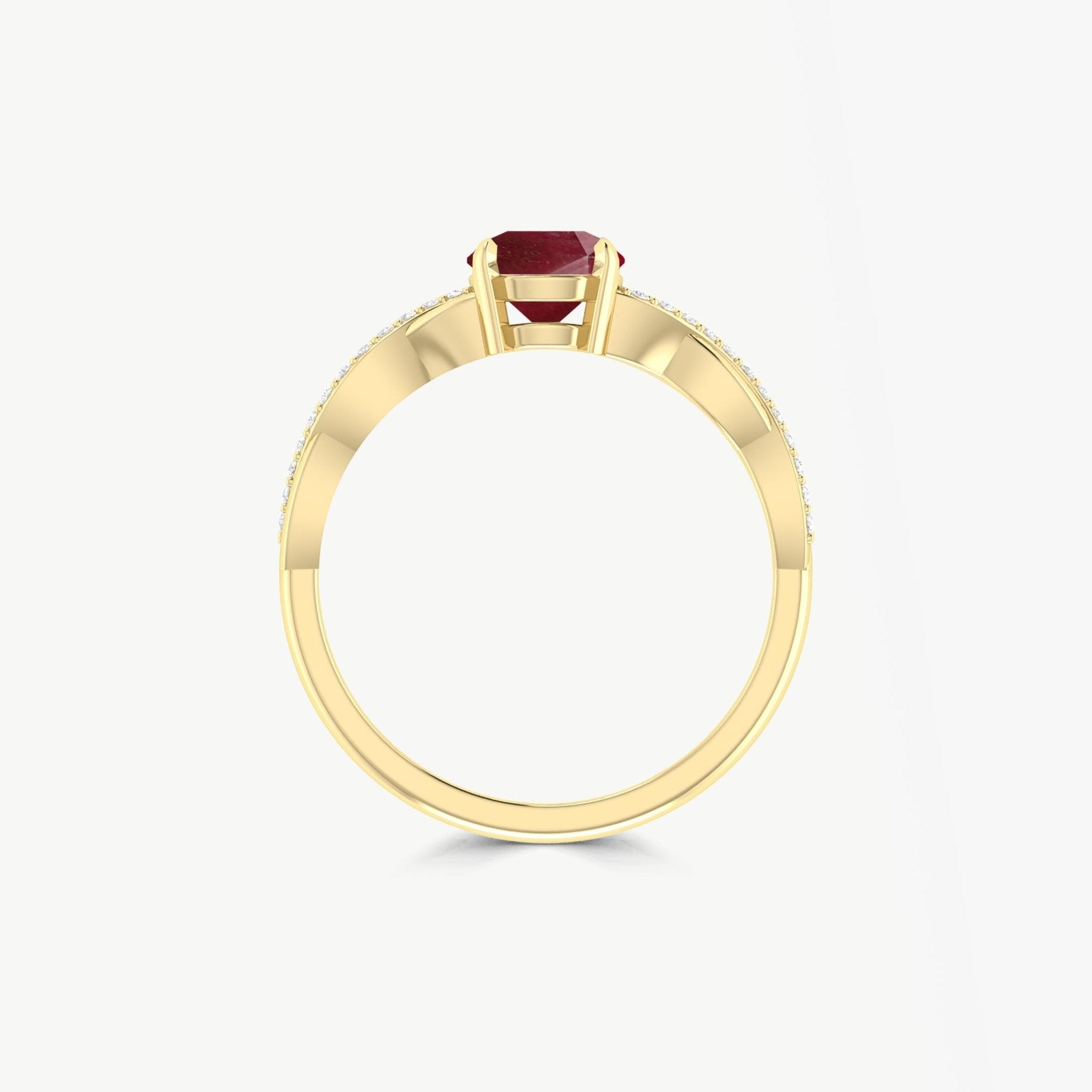 Dainty round red rose ruby Handcrafted ring for women - Goodstone Jewels