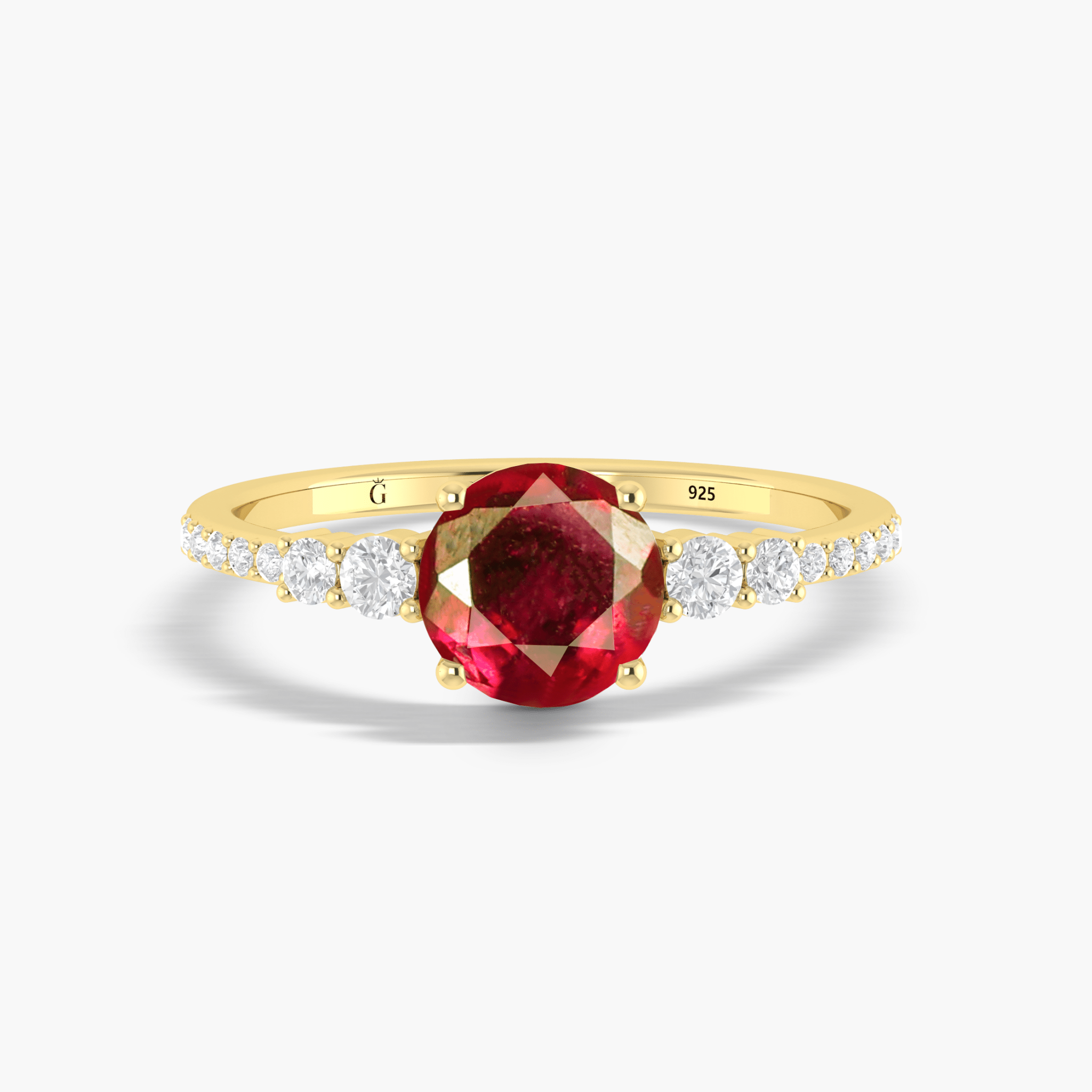 Dainty round Ruby Wedding gold ring for women - Goodstone Jewels