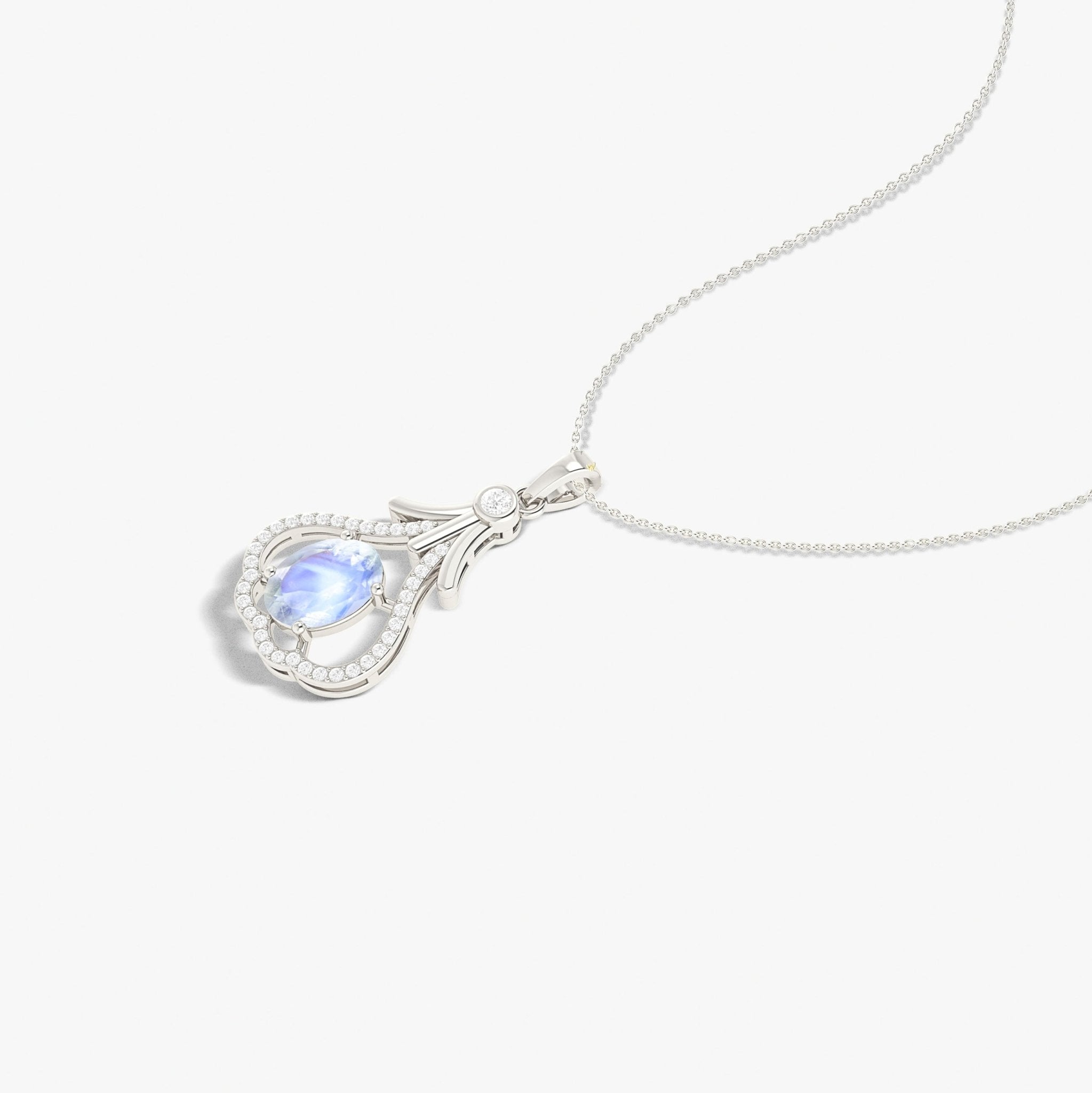 Designer Tear Drop Style Chain Pendant Necklace Natural Moonstone in Silver - Goodstone Jewels