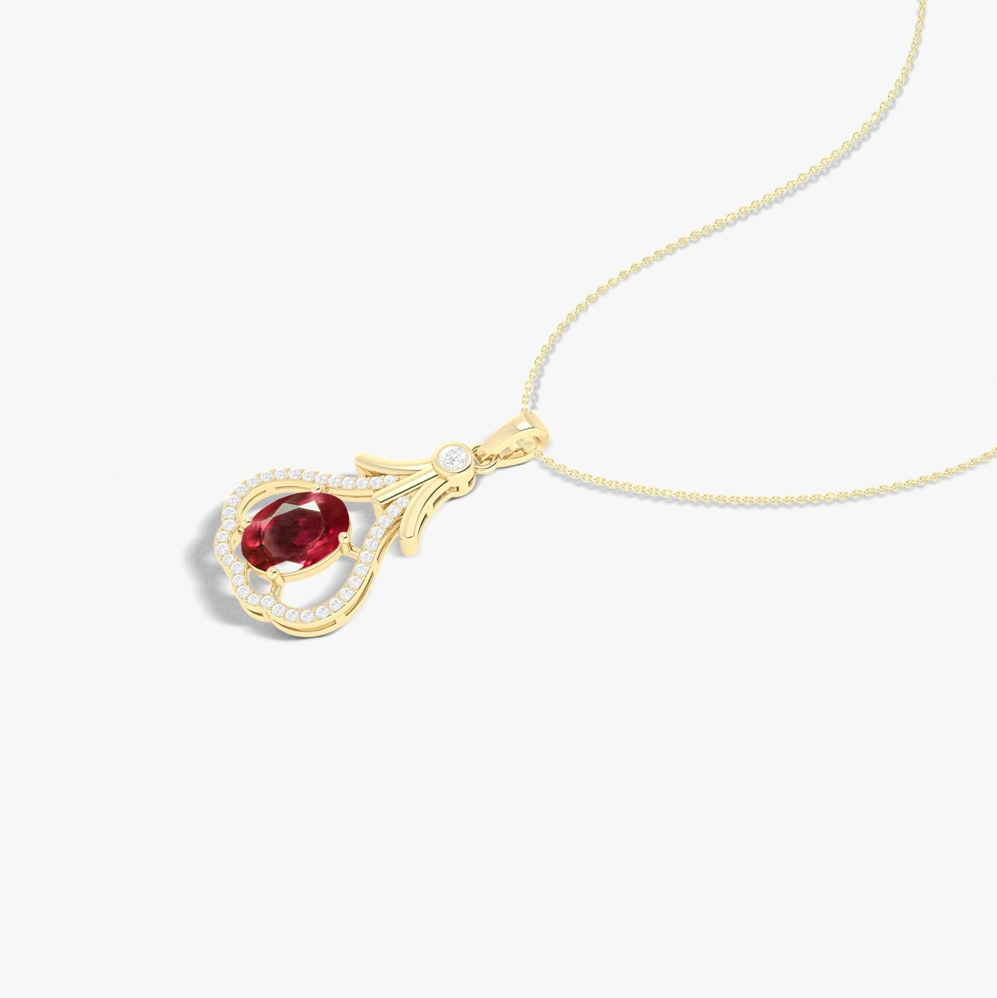 Designer Tear Drop Style Chain Pendant Necklace Natural Ruby in Silver - Goodstone Jewels