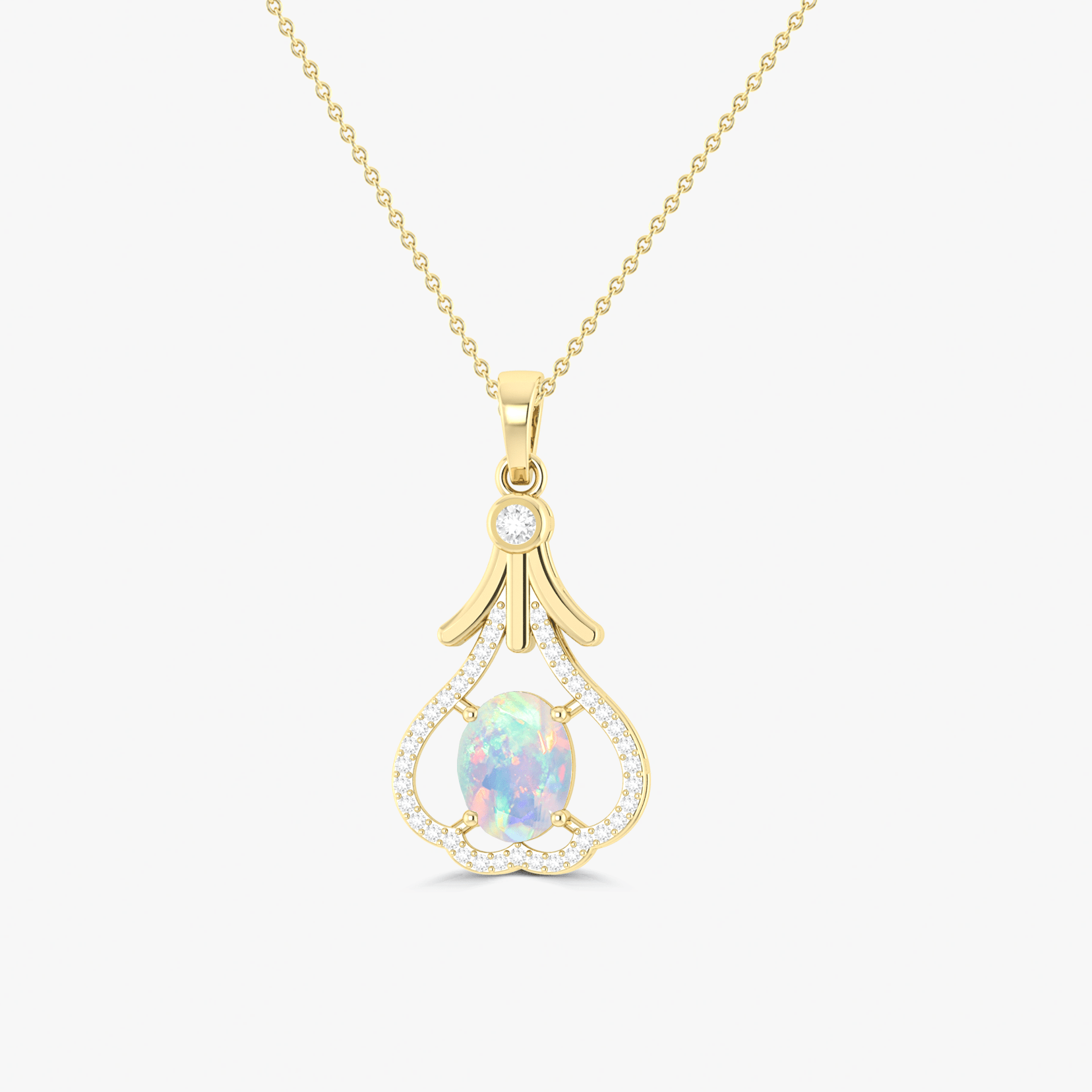 Designer Tear Drop Style Chain Pendant Necklace Natural White Opal in Silver - Goodstone Jewels