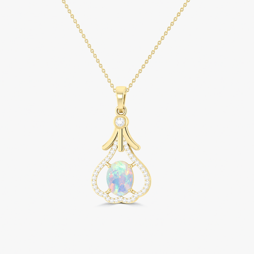 Designer Tear Drop Style Chain Pendant Necklace Natural White Opal in Silver