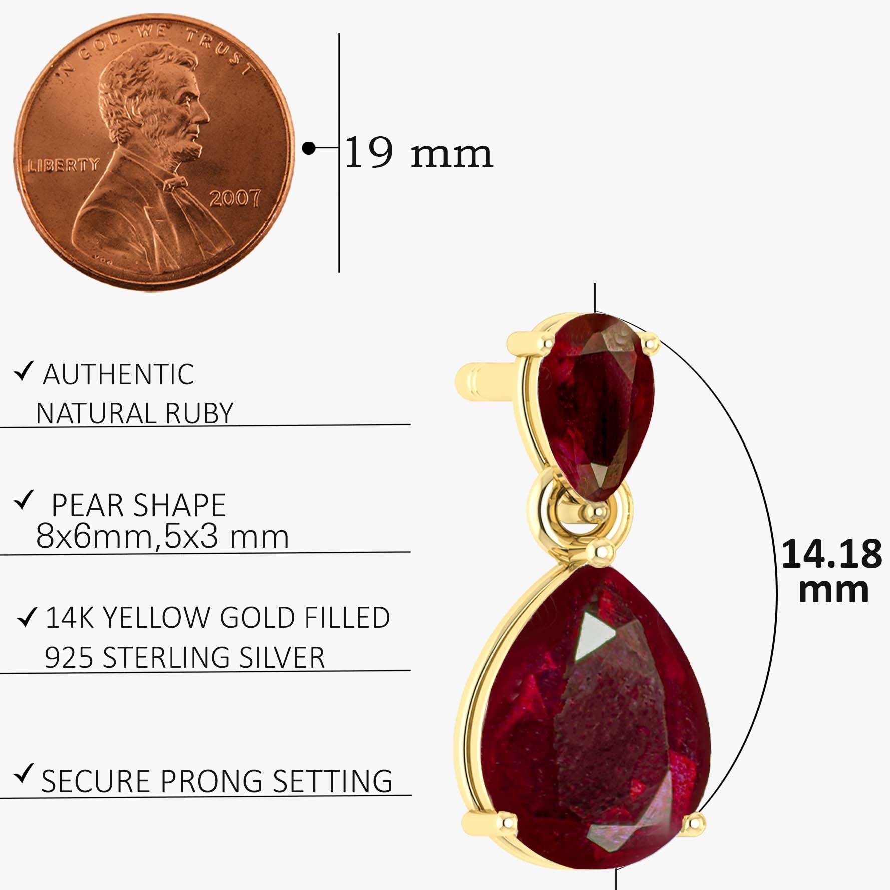 Dual Red Ruby Pear Drop Stud Earrings - Goodstone Jewels