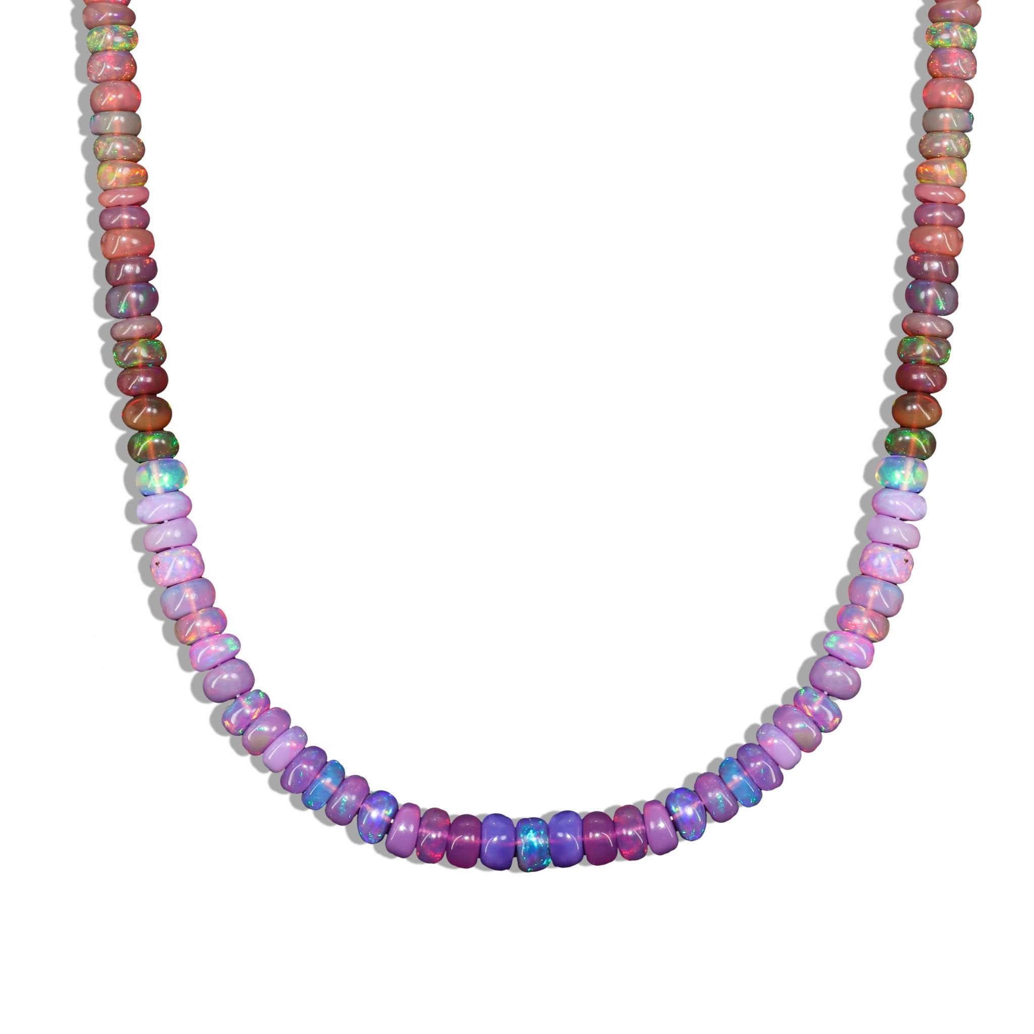 Dual Shaded Tone Smooth Beaded Necklace Natural Purple Opal - Goodstone Jewels