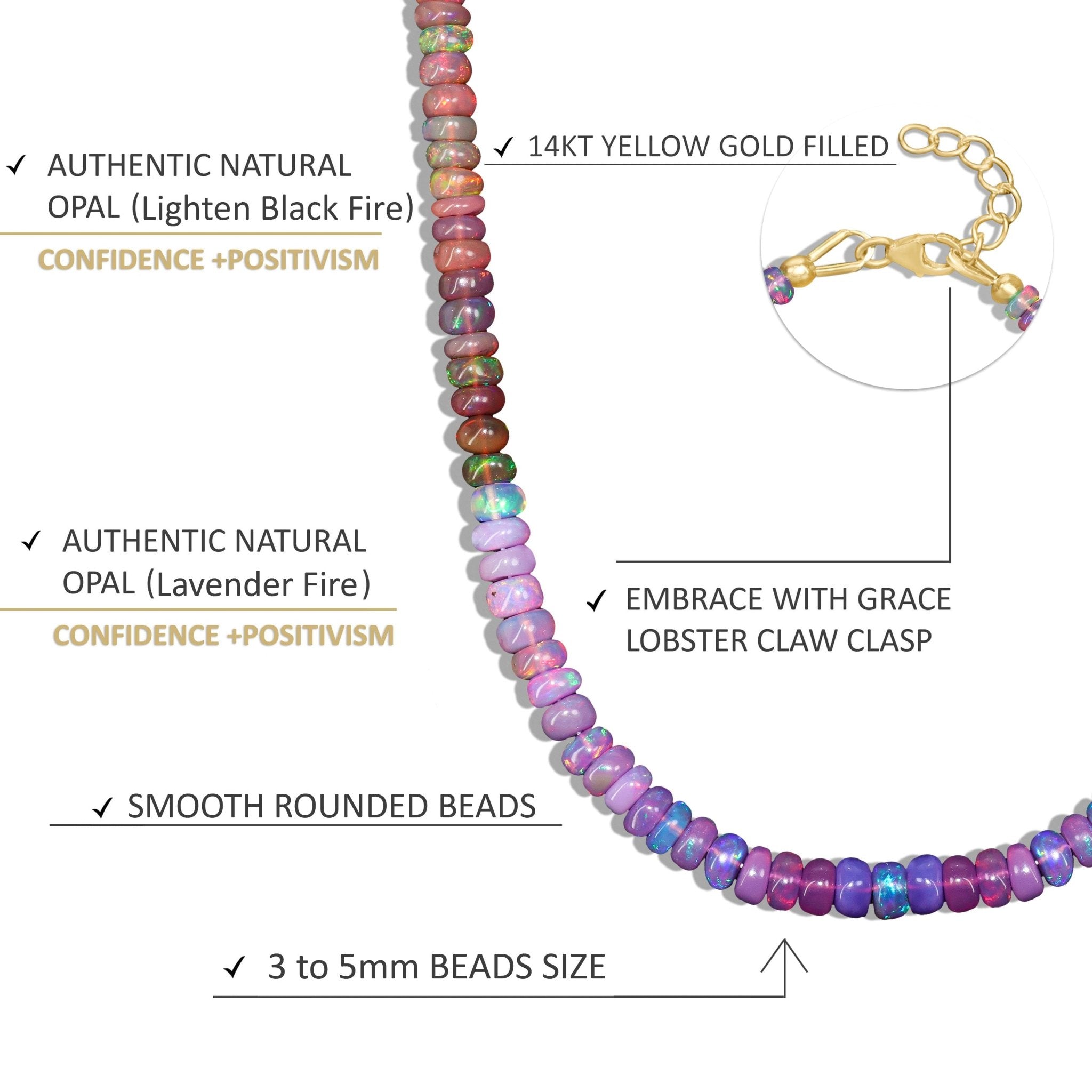 Dual Shaded Tone Smooth Beaded Necklace Natural Purple Opal - Goodstone Jewels
