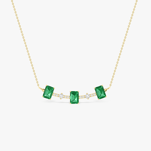 Emerald Baguette Gemstone Bar Pendant