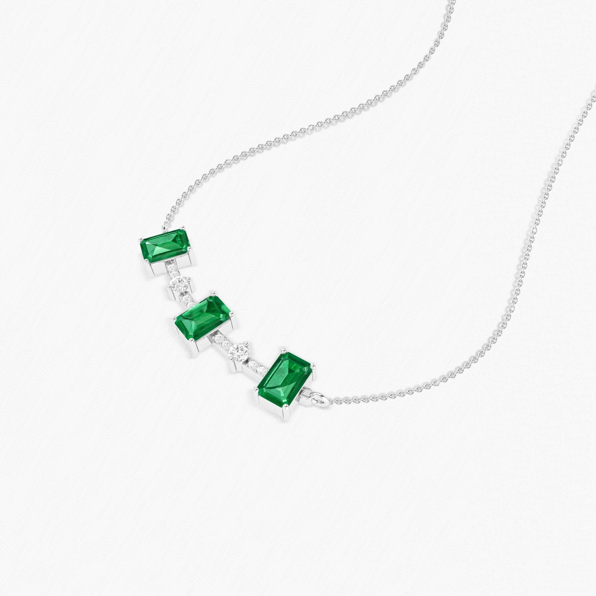 Emerald Baguette Gemstone Bar Pendant - Goodstone Jewels