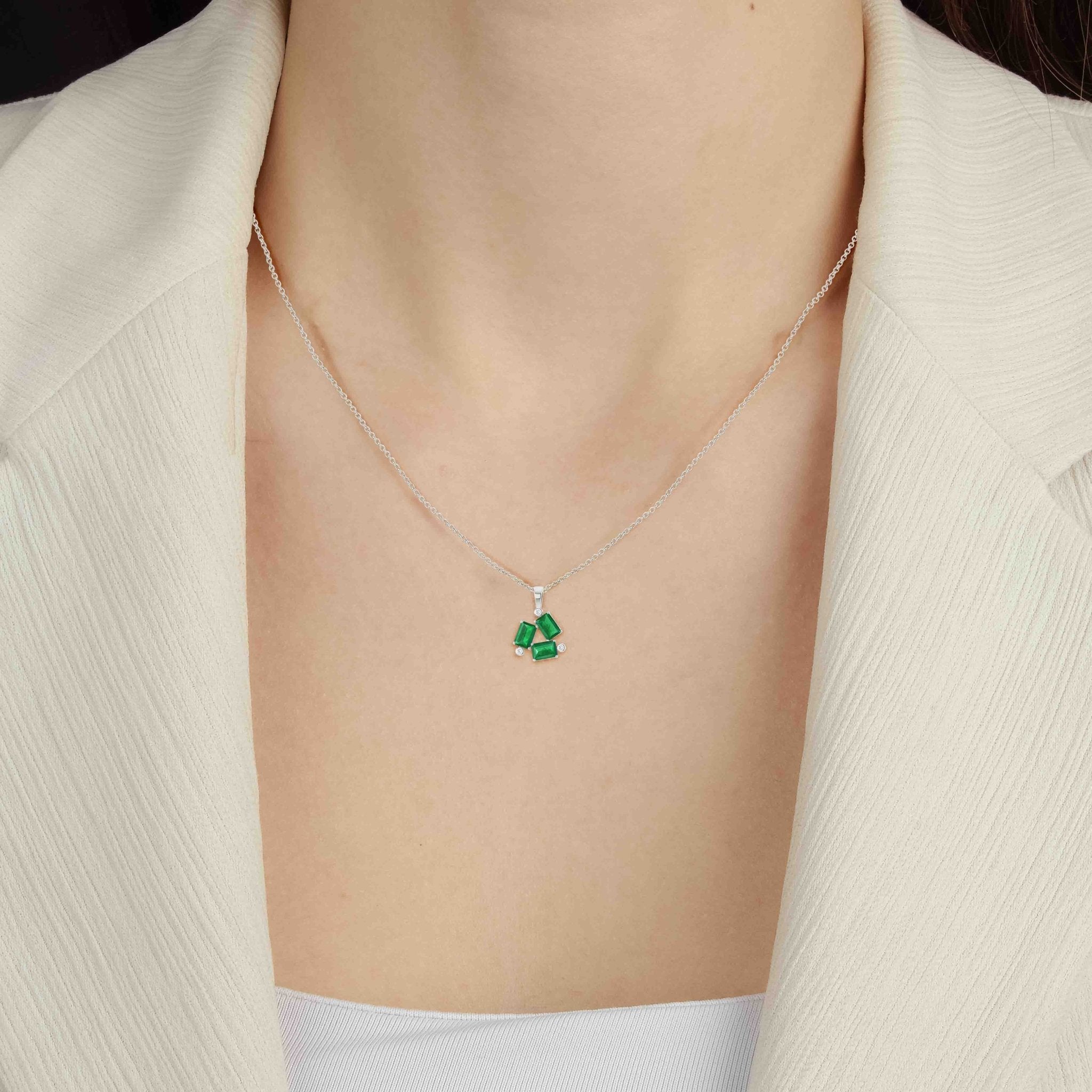 Emerald Baguette Gemstone Charm Pendant - Goodstone Jewels