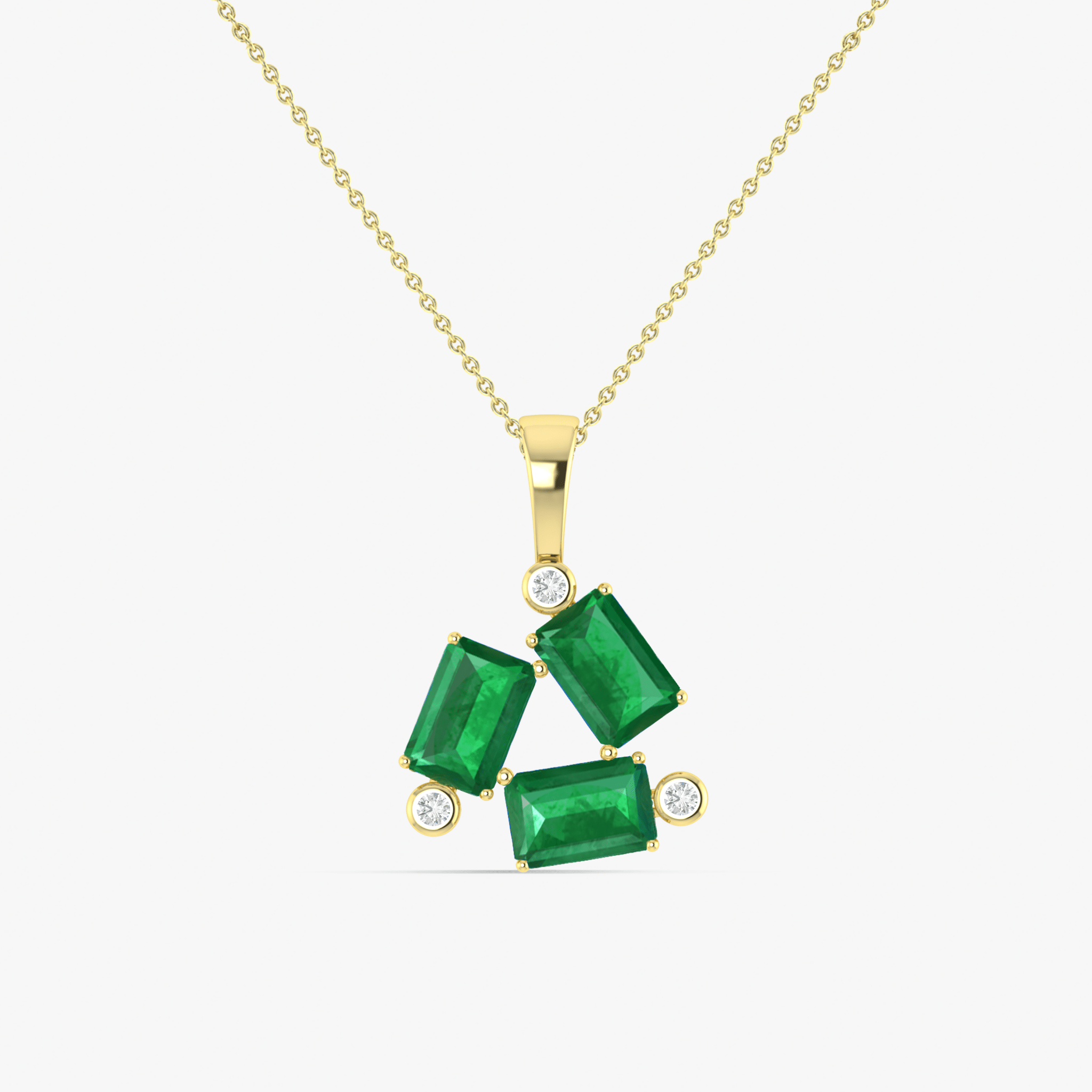 Emerald Baguette Gemstone Charm Pendant - Goodstone Jewels