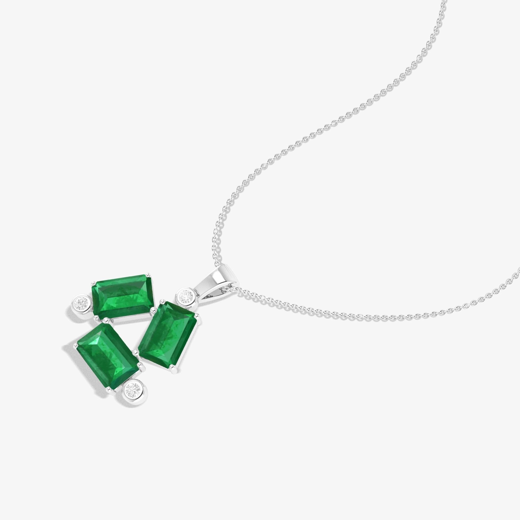 Emerald Baguette Gemstone Charm Pendant - Goodstone Jewels