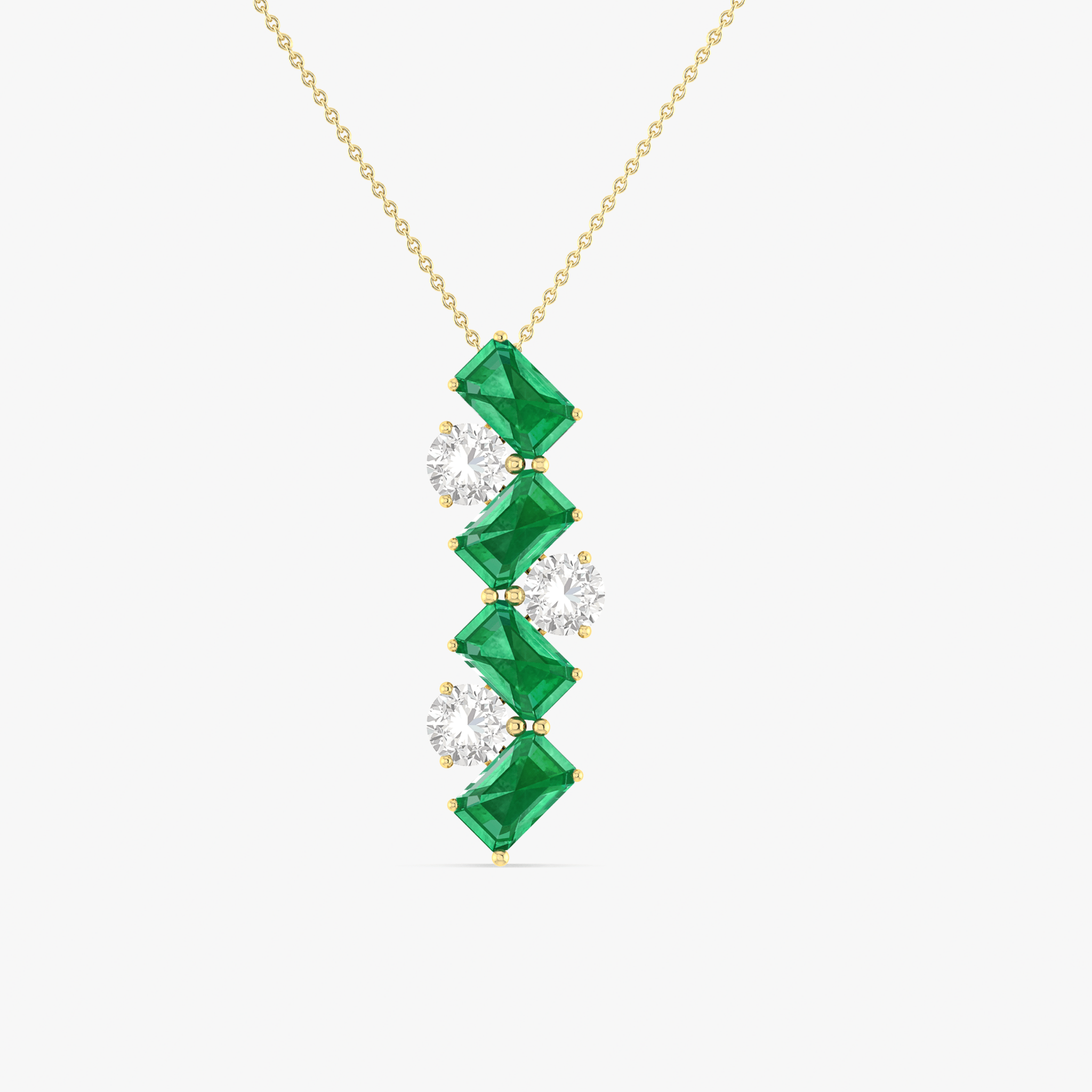 Emerald Baguette Gemstone Pendant Necklace - Goodstone Jewels