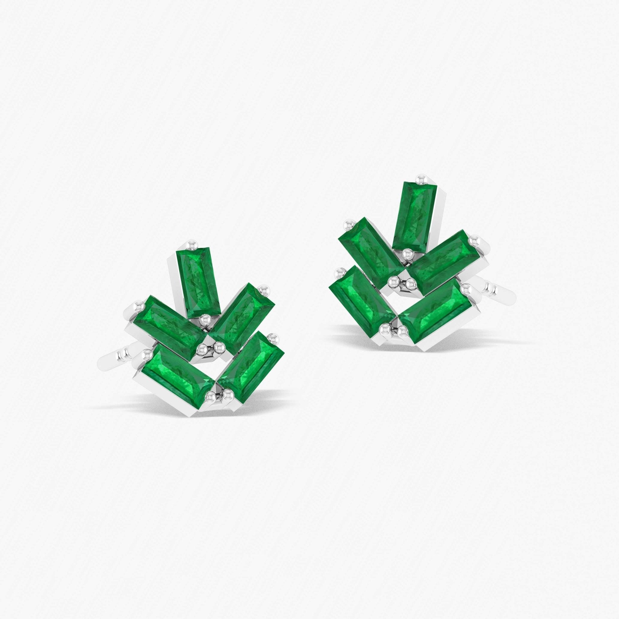 Emerald Baguette Stone Stud Earring - Goodstone Jewels