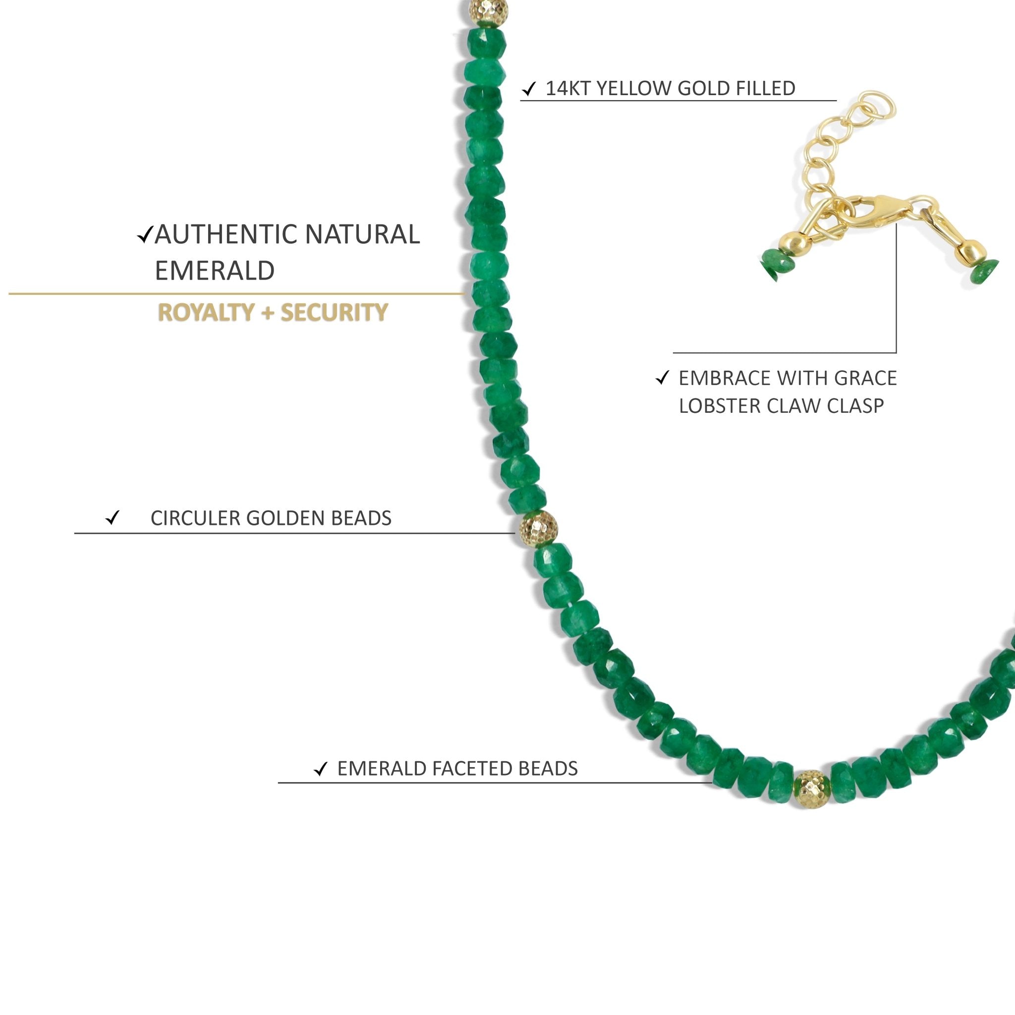 Emerald Circular Golden Beads Necklace for Women - Goodstone Jewels