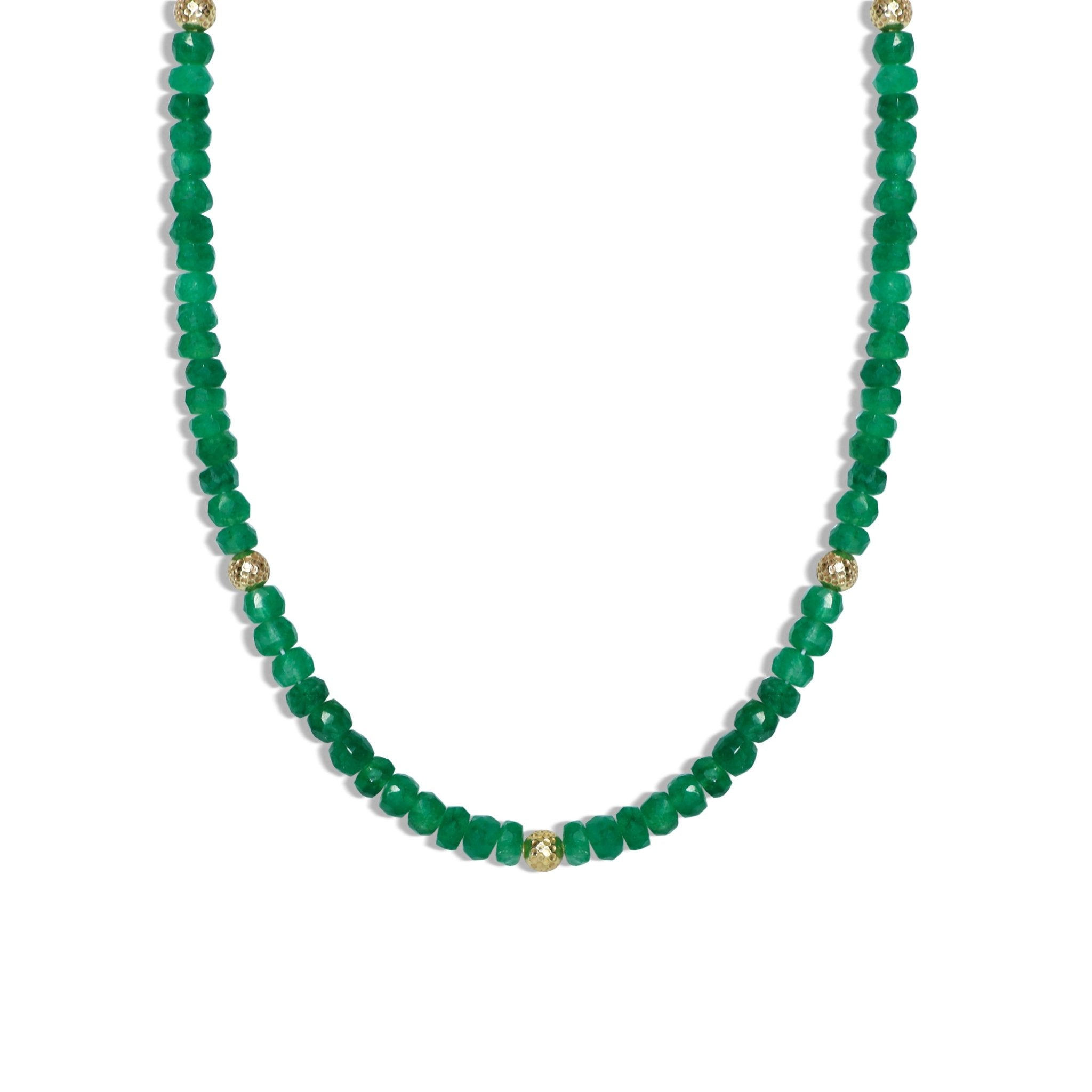 Emerald Circular Golden Beads Necklace for Women - Goodstone Jewels