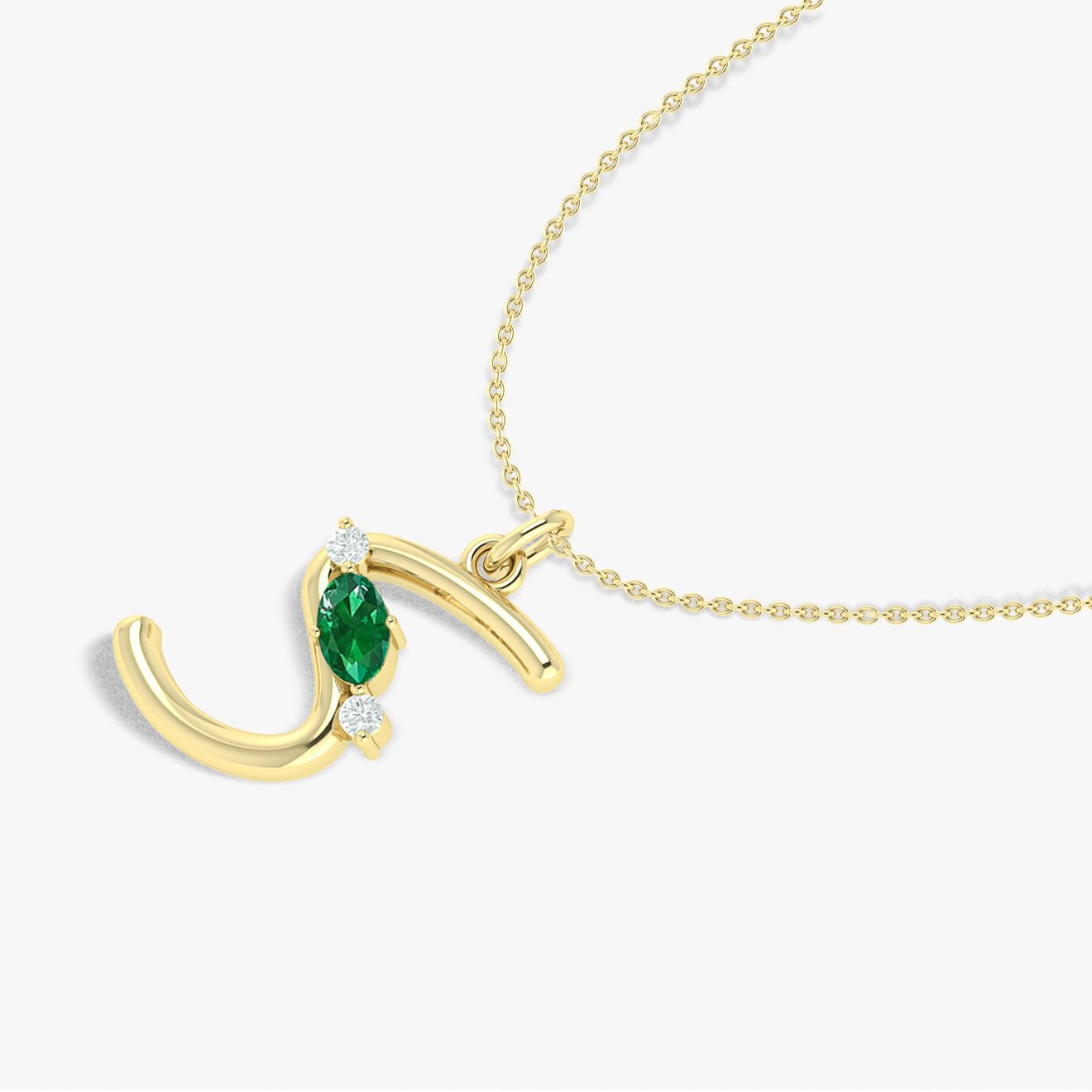 Emerald Gemstone Capital "S" Initial Necklace - Goodstone Jewels