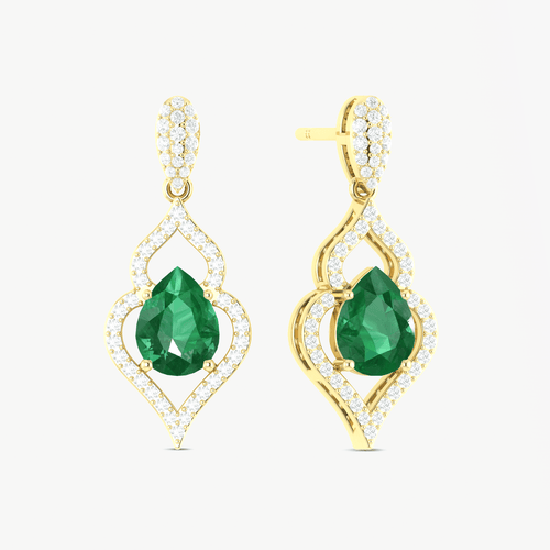 Emerald Gemstone Stylish Stud and Drop Earring