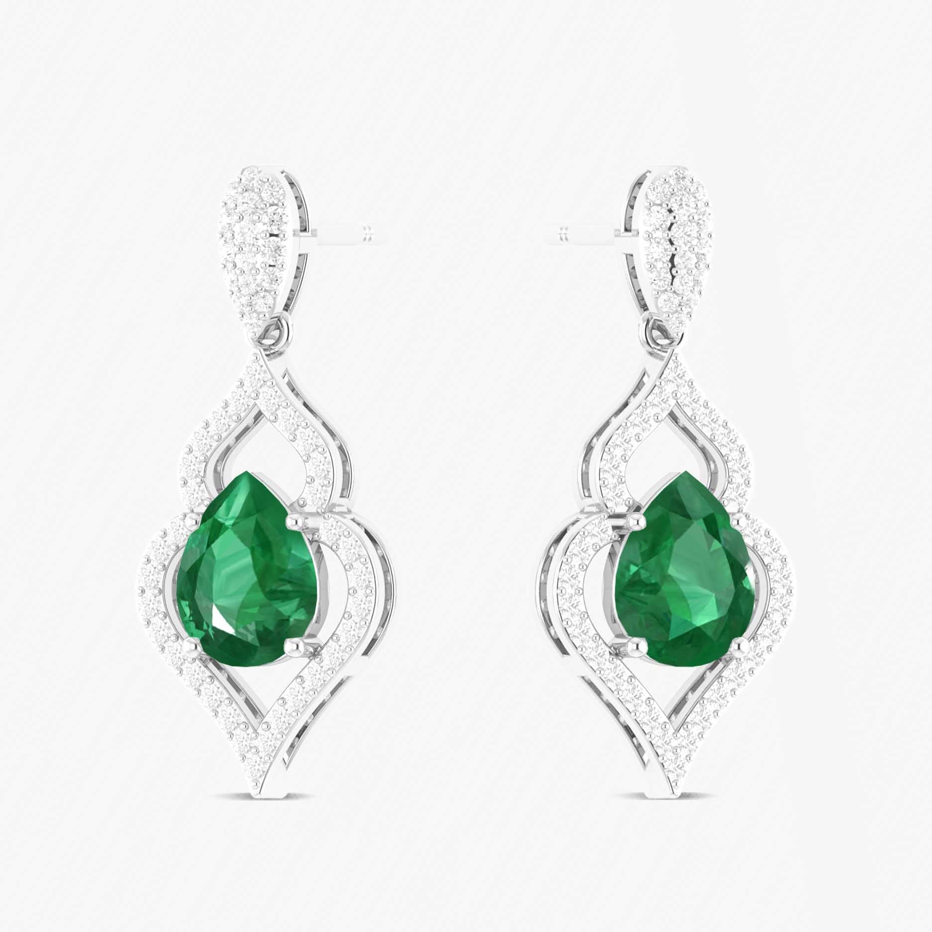 Emerald Gemstone Stylish Stud and Drop Earring - Goodstone Jewels