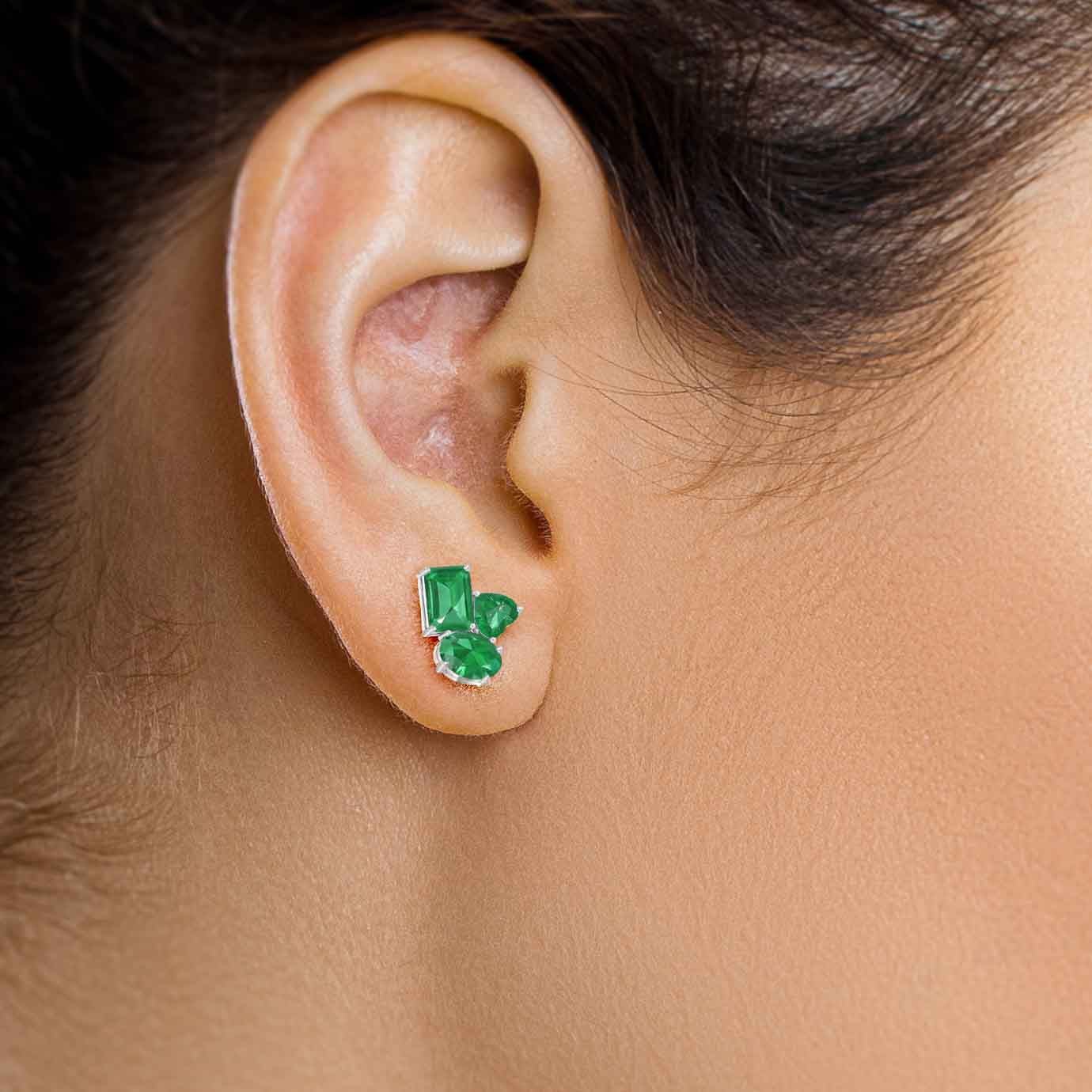 Emerald Multi Shape Stone Stud Earring - Goodstone Jewels