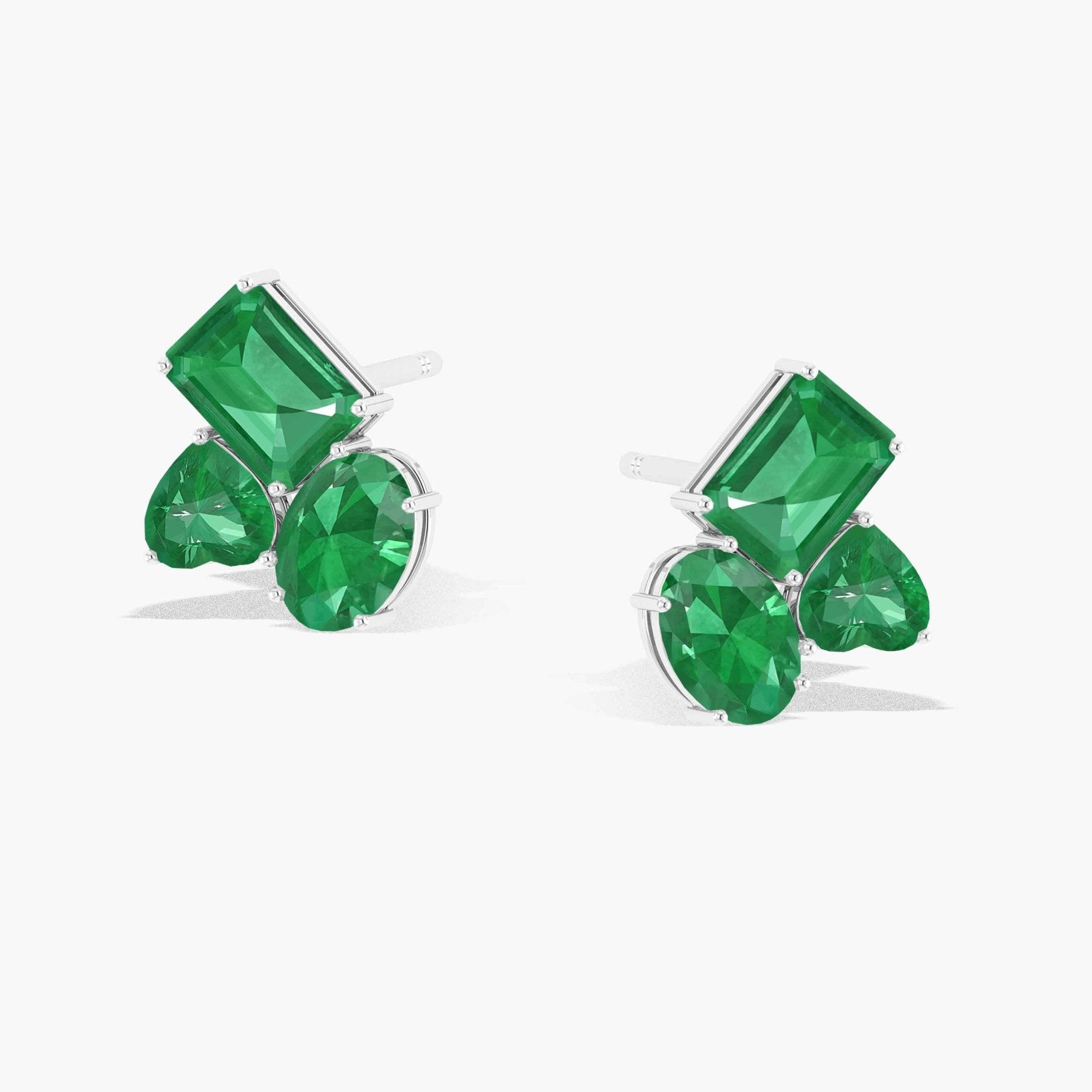 Emerald Multi Shape Stone Stud Earring - Goodstone Jewels