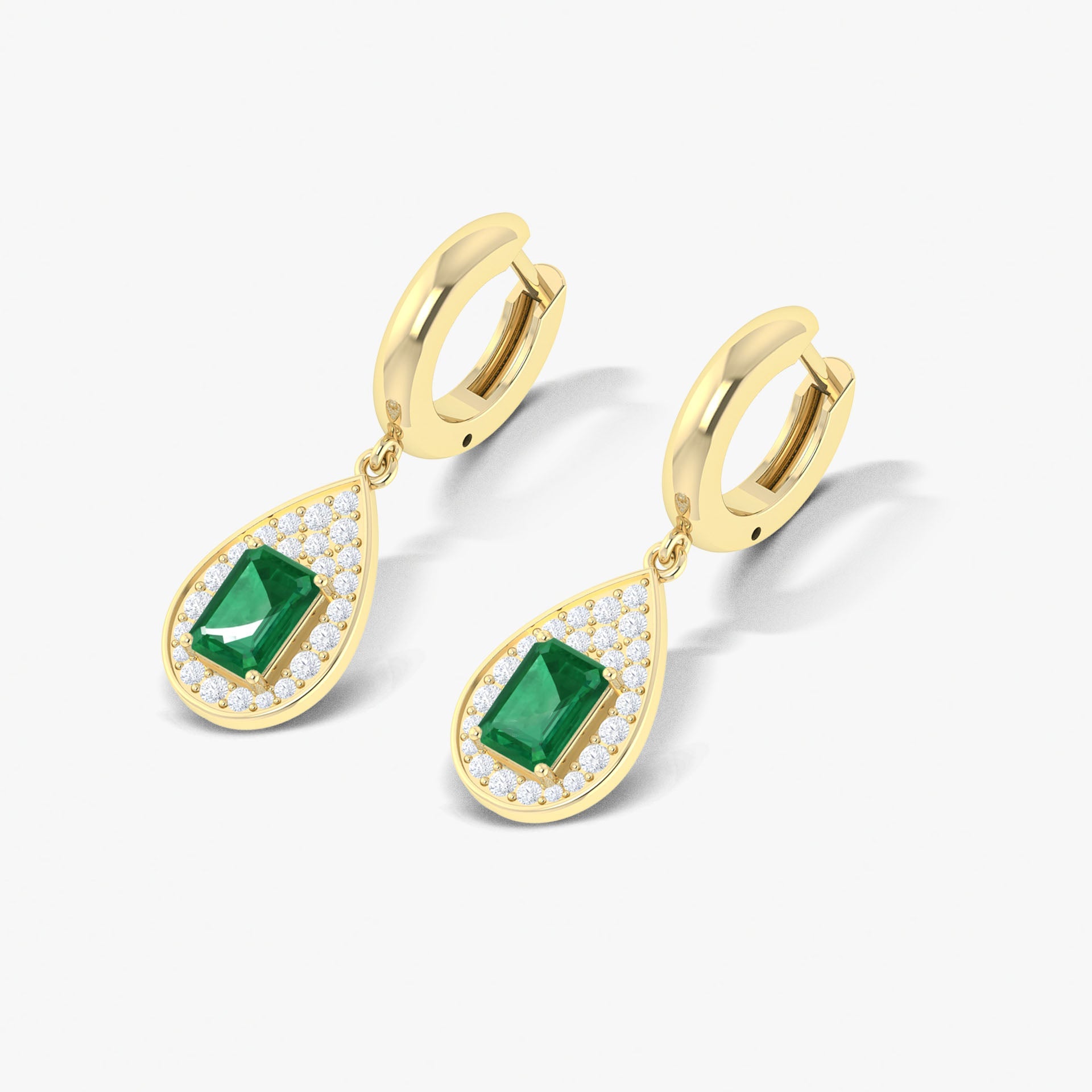 Emerald Octagon Gemstone Drop and Dangle Earring - Goodstone Jewels