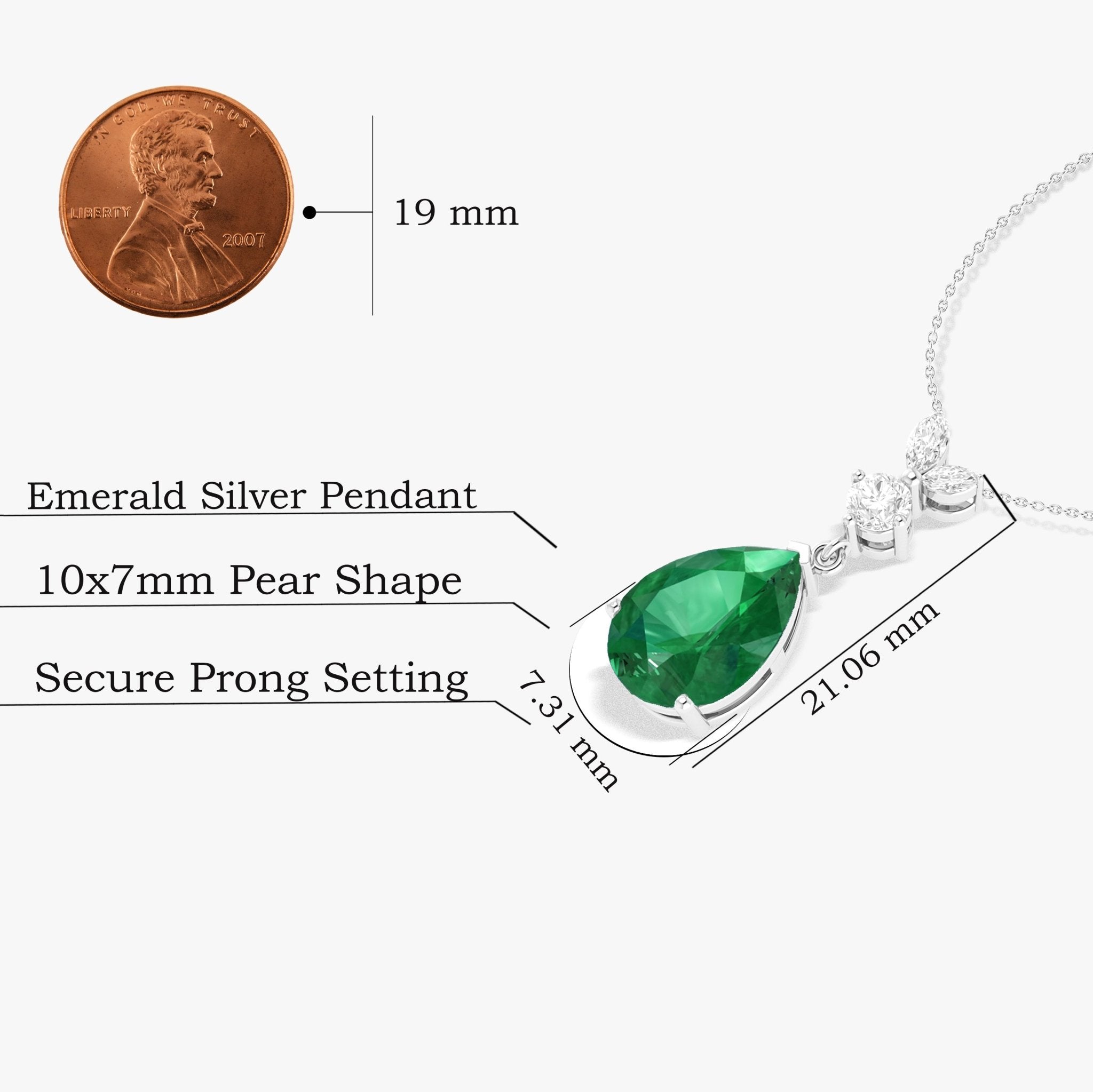 Emerald Pear Green Gemstone Pendant - Goodstone Jewels