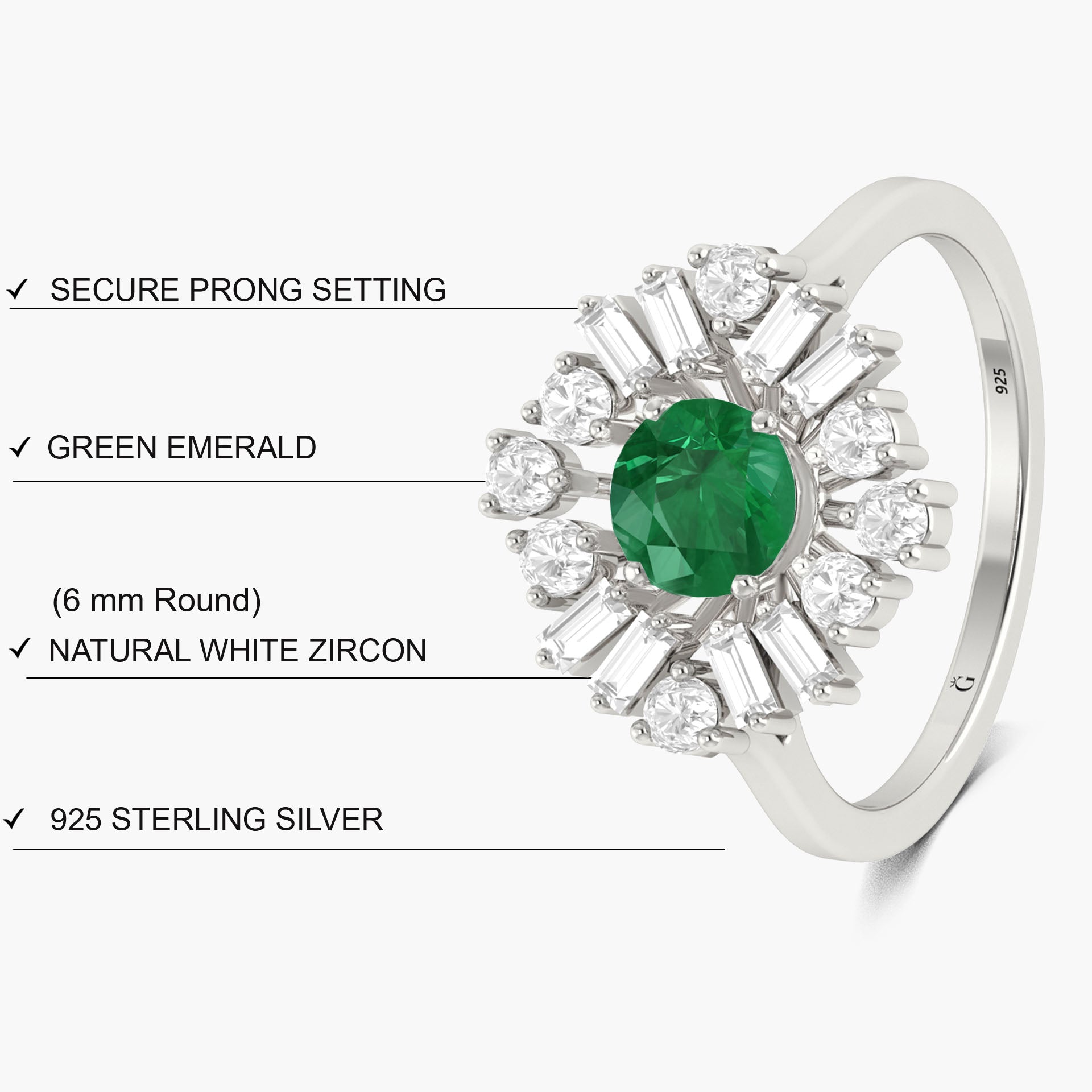 Emerald round statement 18k Gold Vermeil and silver ring - Goodstone Jewels